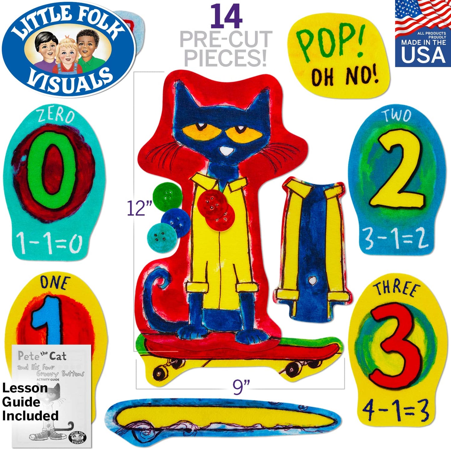 Little Folks Visuals LFV22852 Pete The Cat and His Four Groovy Buttons Flannel Boards