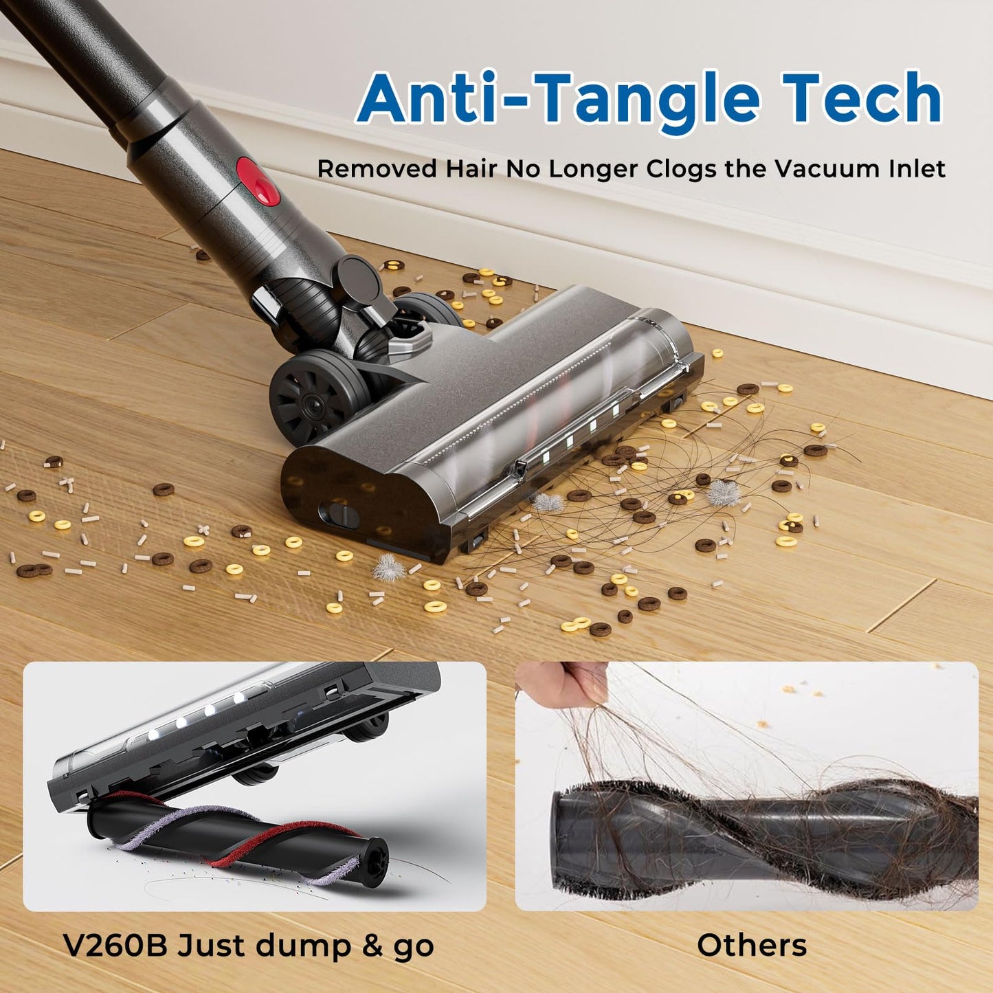 RONEAIR Cordless Vacuum Cleaner Ultra-Lightweight, Pet Vacuum Cleaners for Home with Powerful Suction, Stick Vacuum Cordless Rechargeable, Household Vacuum for Hardwood Floor, Carpet, Pet Hair, Car