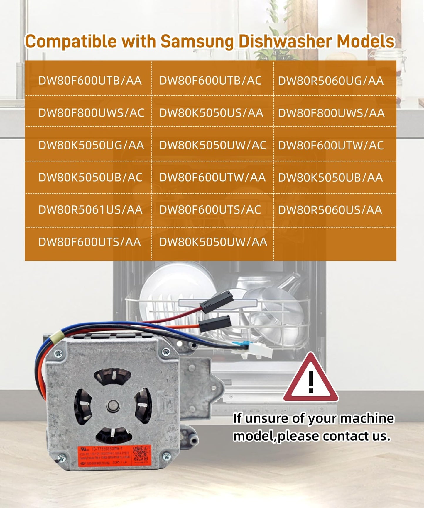 DD81-01640A Dishwasher Circulation Pump Motor Parts Fits for Samsung Dishwasher,DW80R5060UG/AA,DW80F600UTW/AC,DW80R5060US/AA etc,Part Production Number,IC-77225SSDWB-1