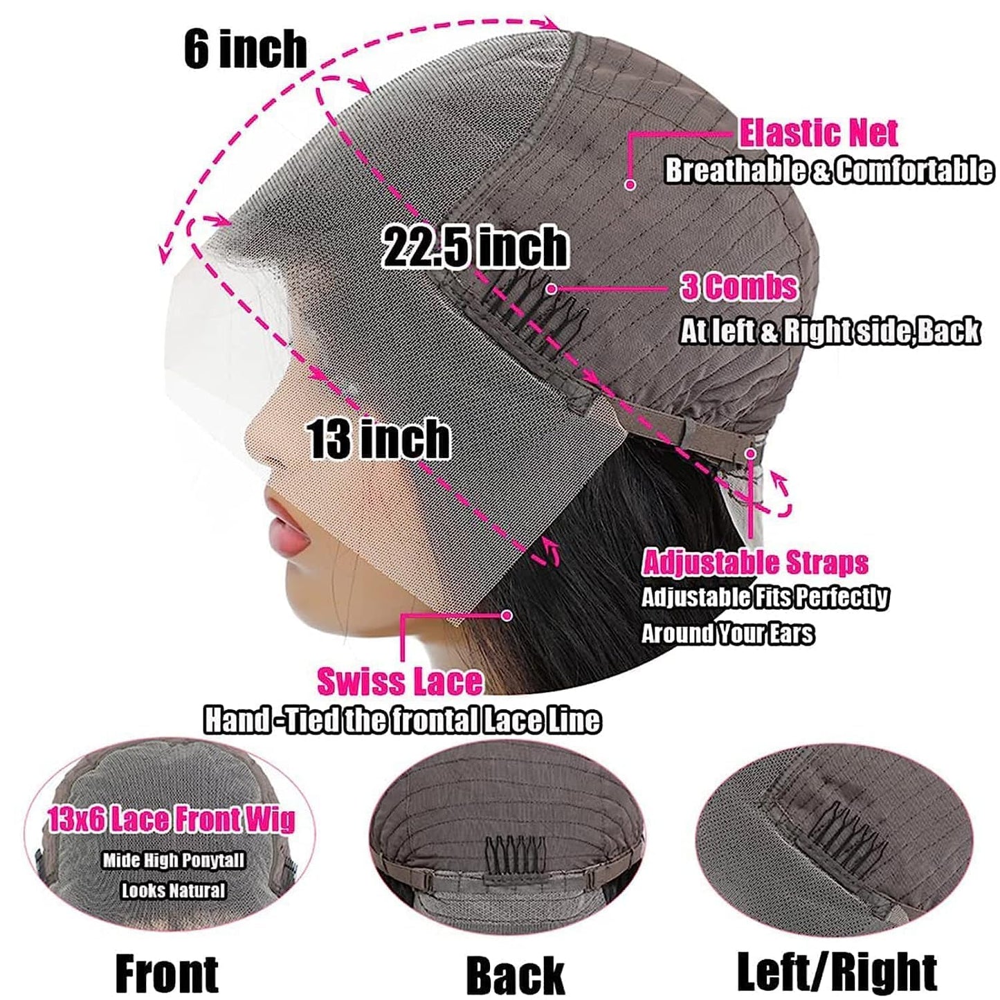 POSHANCE 26inch 13x6 Lace Front Wigs Human Hair 180% Density Body Wave HD Lace Front Wigs Human Hair Pre Plucked Natural Color Virgin Human Hair Lace Front Wigs for Women