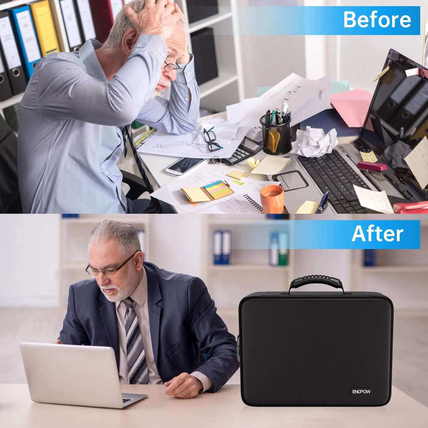 ENGPOW Fireproof Document Box with Lock,5200℉ Soft Case Fireproof Box with 25 Pocket Accordion File Folder,Multi-Layer Fireproof Water Resistant File Organizer Storage for Important Documents,Laptop