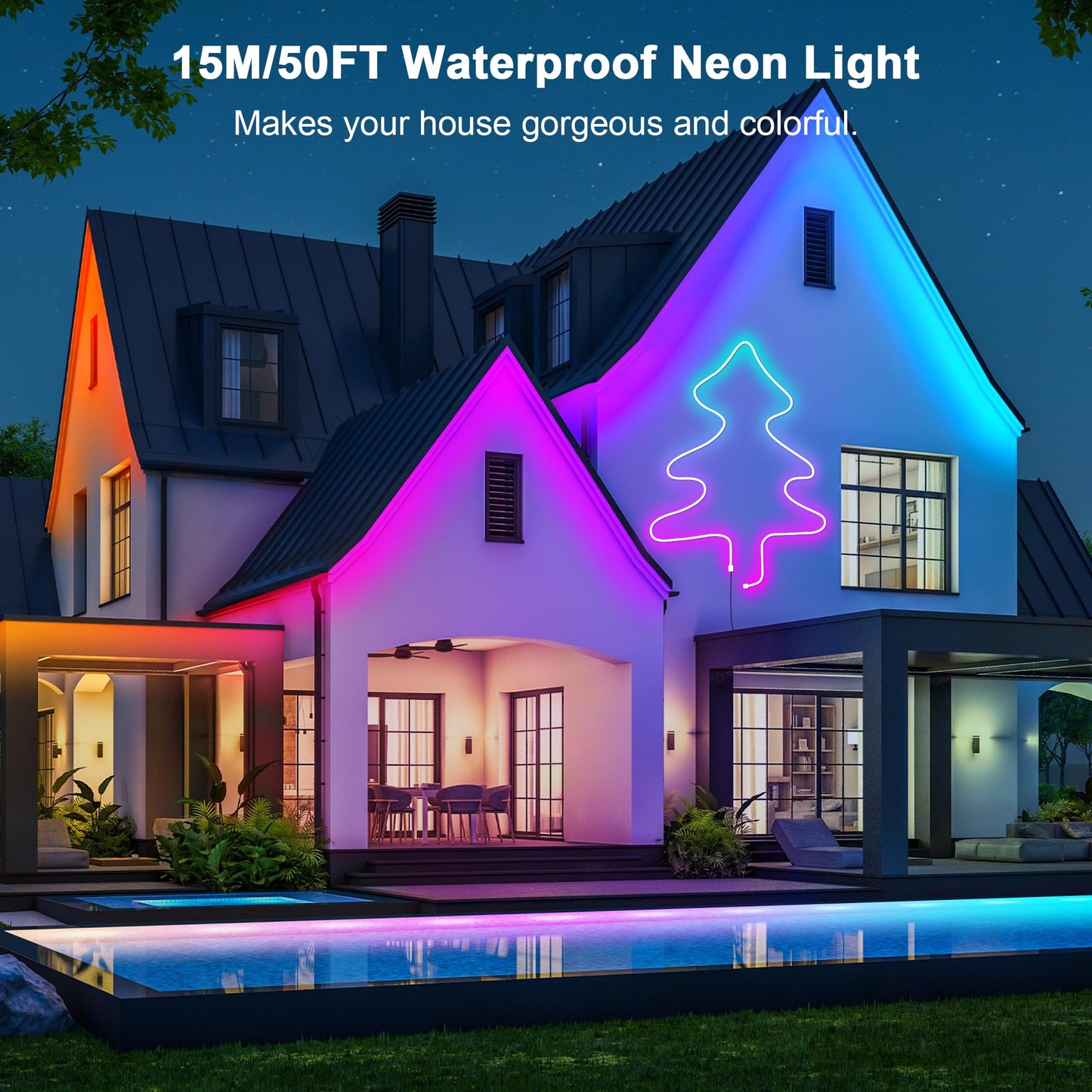 Cozylady RGB Neon Light LED Rope Light,Waterproof Bluetooth APP Remote Control Music Sync Strip Light,24V Flexible DIY Silicone Light for Bedroom Home Indoor Outdoor Decoration