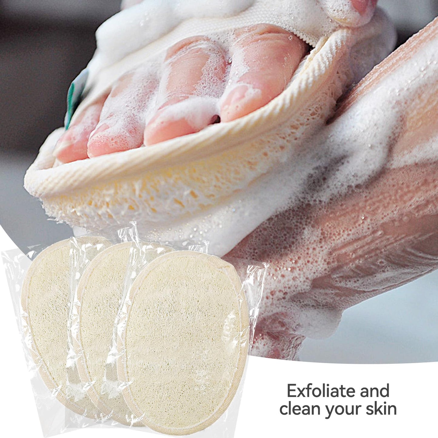(50 Pcs) Kheoxusa Loofah Individually Wrapped,Individually Wrapped Loofahs,Individually Wrapped Loofah Exfoliating Body Scrubbers,Natural Loofah Luffa Pad Sponges Pouf Brush for Travel Bath Shower Spa