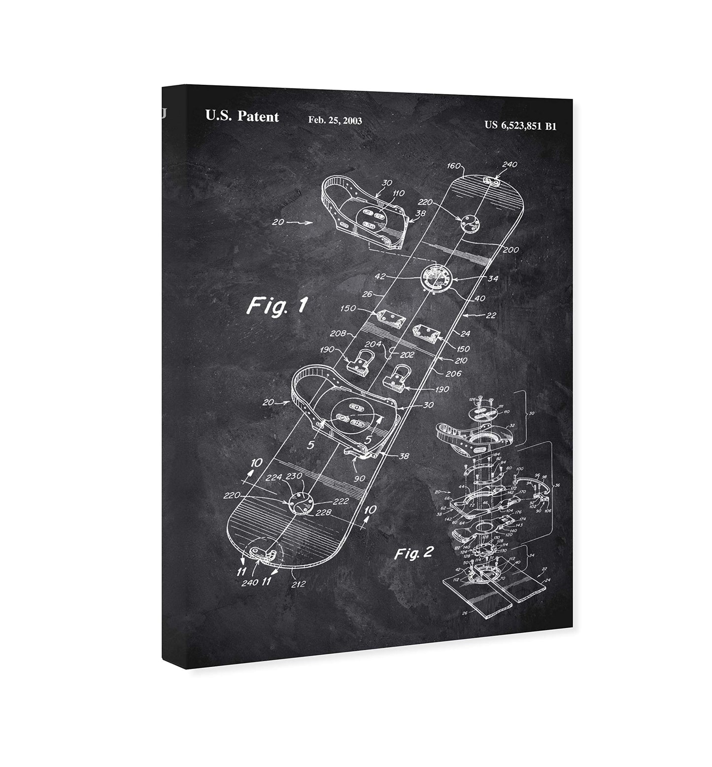 Wynwood Studio Sports and Teams Wall Art Canvas Prints 'Snowboard 2003 Chalkboard' Home Décor, 20x30