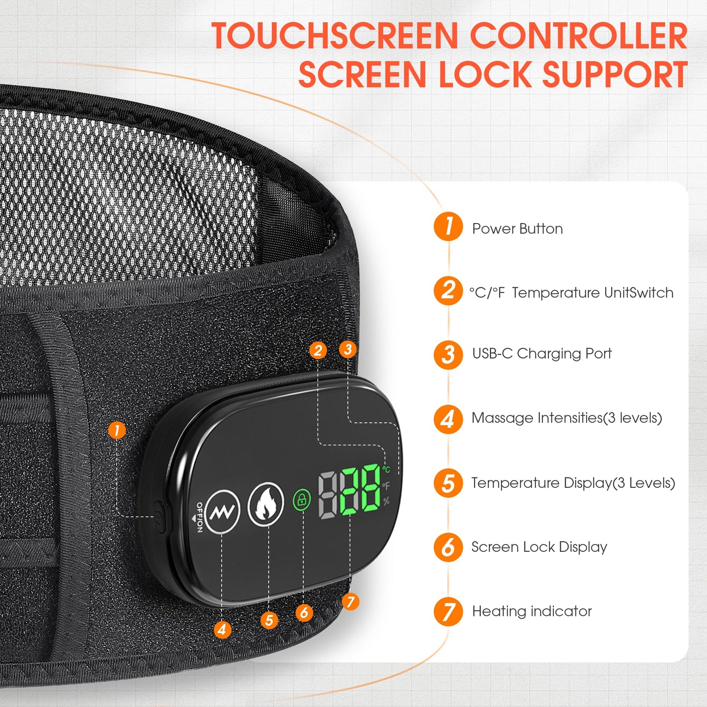 YUANBO Heated Back Massager with 3 Heating & 3 Vibration Modes, Cordless Heating Pad for Back, Heated Back Brace Gifts for Family Men Women