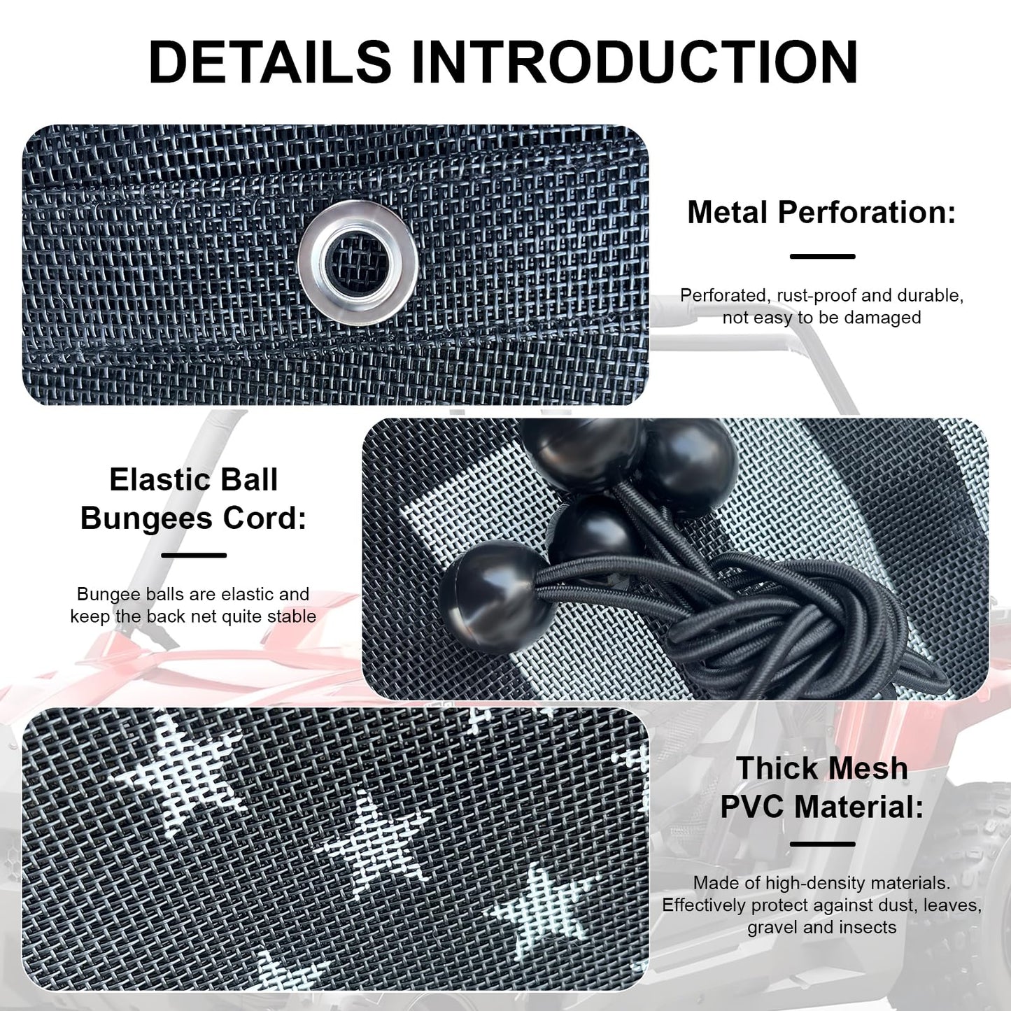 Rear Window Net for 2020-2025 Polaris RZR PRO XP 4/Pro R/Turbo R,Soft Mesh Windshield Shield with USA Flag Design,Airflow Protection Against Dust & Debris,Durable PVC Material