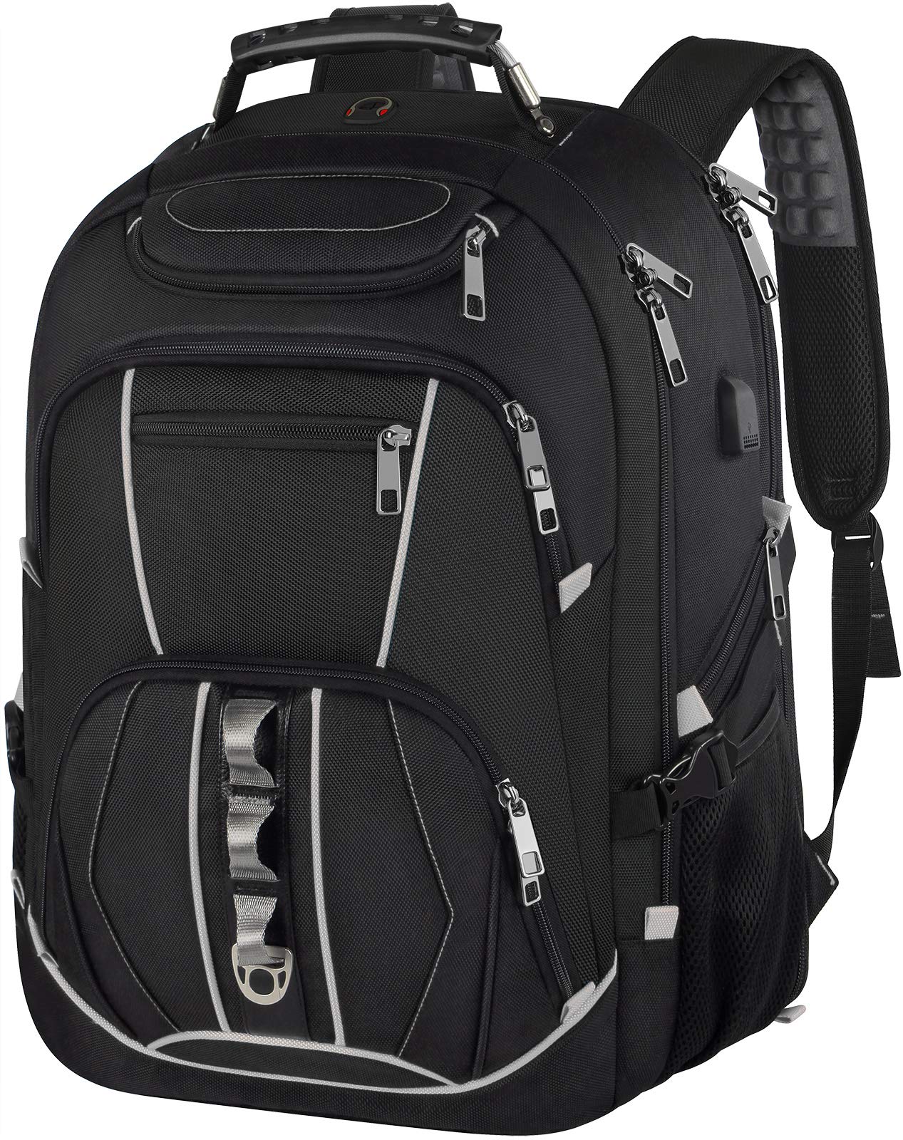 JCDOBEST 18.4 inch Gaming Laptop Backpacks with USB Charging Port, Big Capacity TSA Friendly RFID Anti Theft Pocket College Heavy Duty Computer Work bag for Men