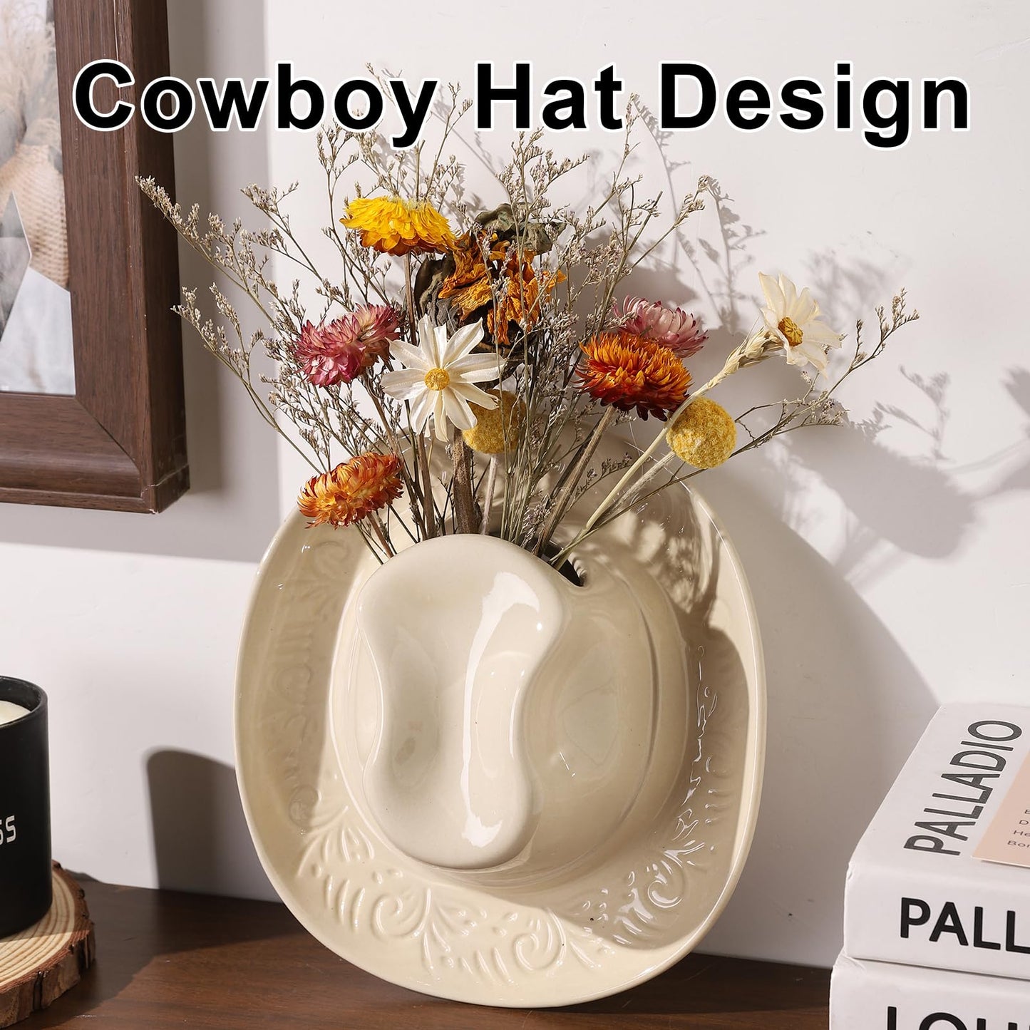 Hanging Wall planters for Indoor Plants, Ceramic Cowboy Wall vases for Flowers, for Bathroom, Living Room, Office, and Home Decor. Medium