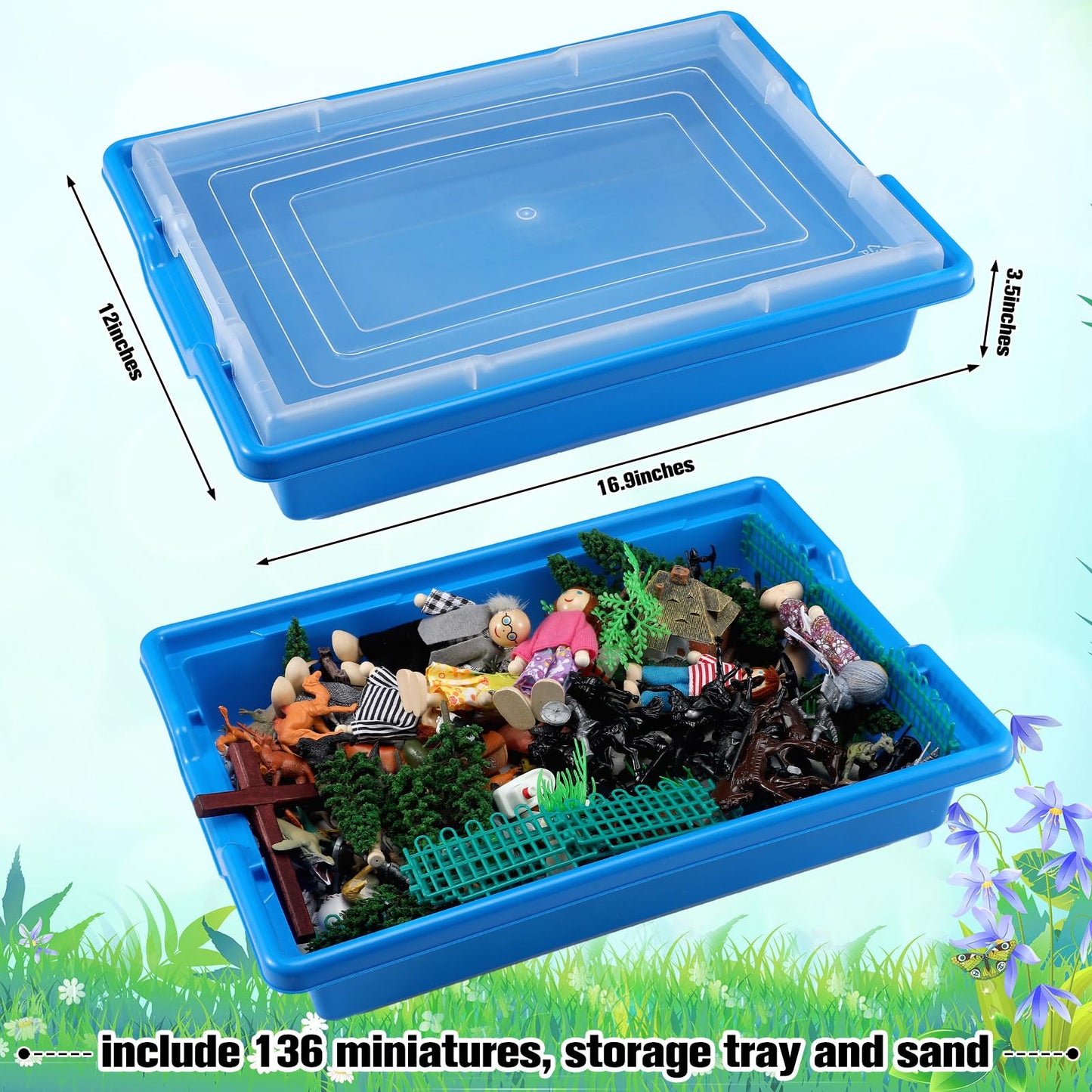 WinnerWhy Sand Tray Basic Portable Starter Kit Sandtray Portable Starter Kit Includes Tray, Sand, and 136 Miniatures