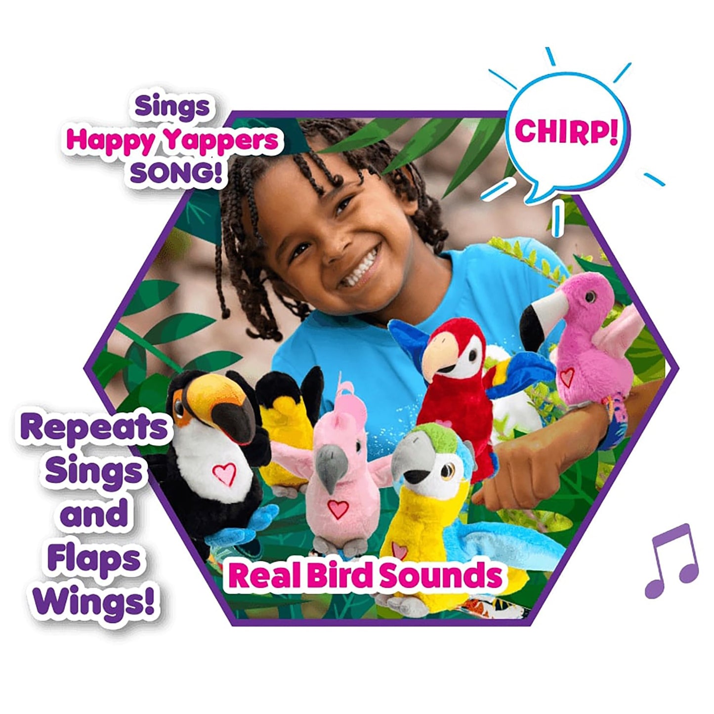 Happy Yappers: Birds 2 Pack - Oriole & Red Parrot - Slap Bracelet Interactive Plush Toy Birds, They Chat-Sing-Mimic Each Other, Flap Wings, Kids 3+