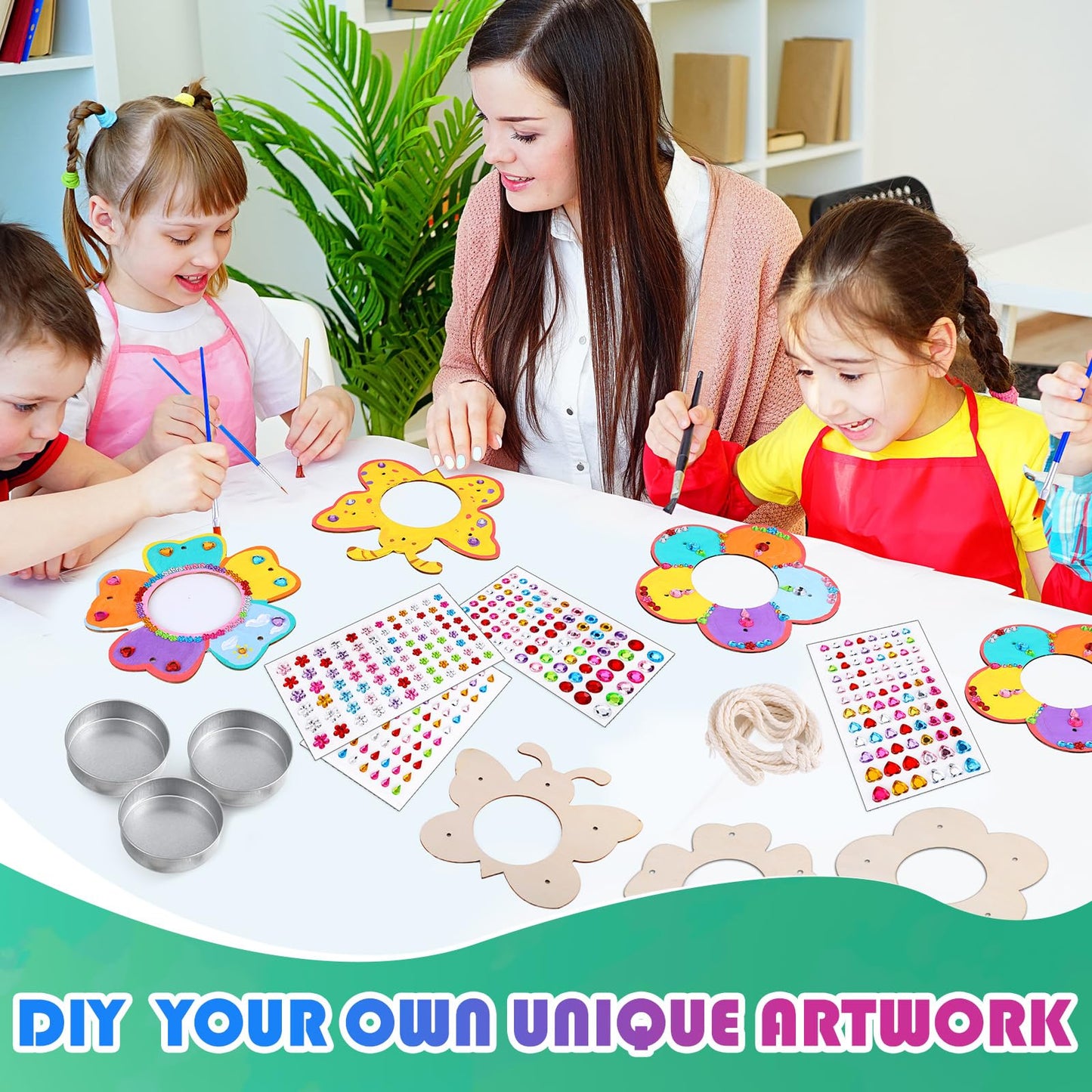 12 Pack Bird Feeder Craft Kits with Stainless Steel Bowls DIY Your Own Unfinished Wooden Ornaments Outdoor Party Favor Gifts for Nature Loving Kids