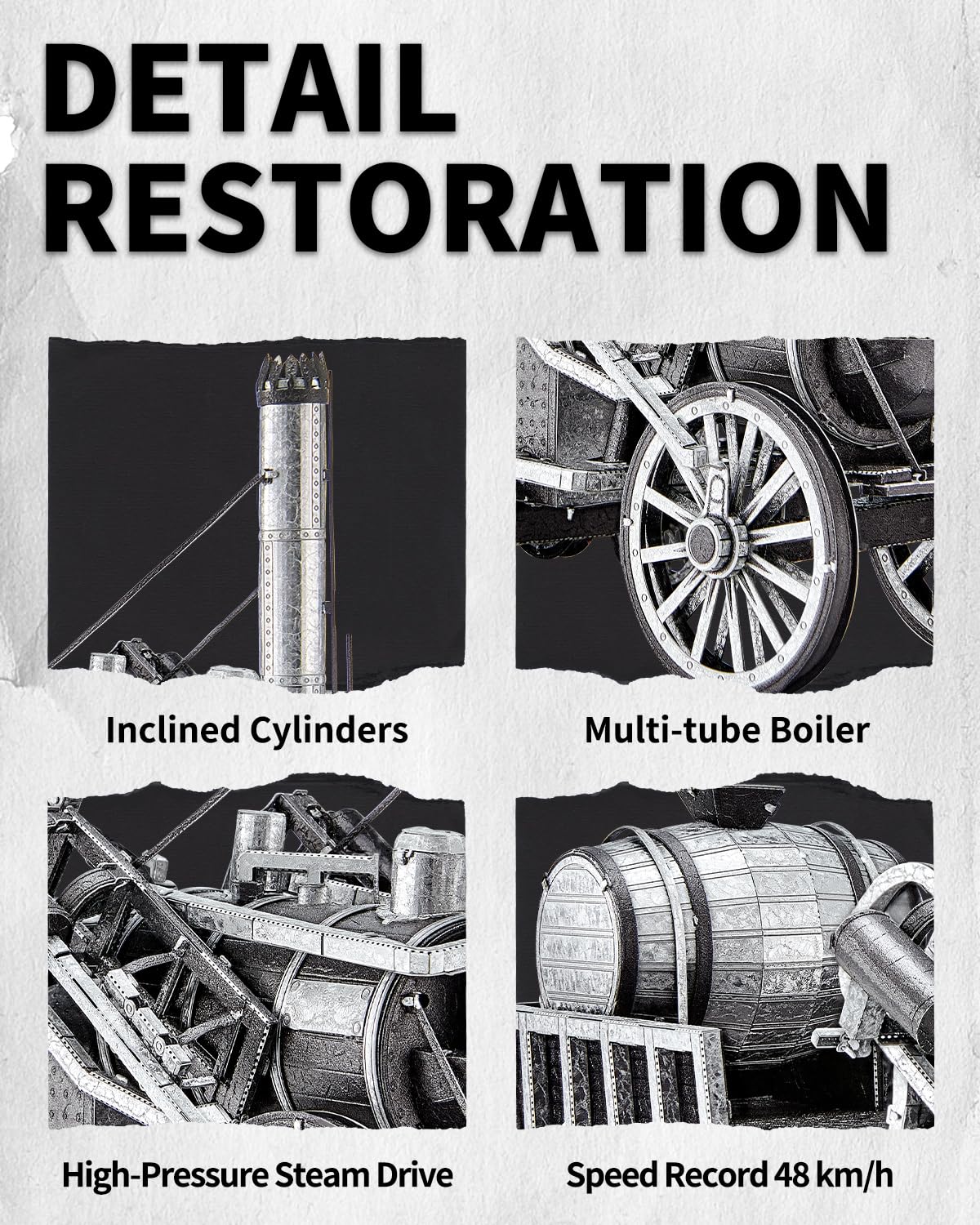 Piececool 3D Metal Puzzles for Adults, Rocket Steam Locomotive Model Kits DIY Steam Train Metal Building Kit Crafts for Adults Hobbies Home Decoration Best Gifts