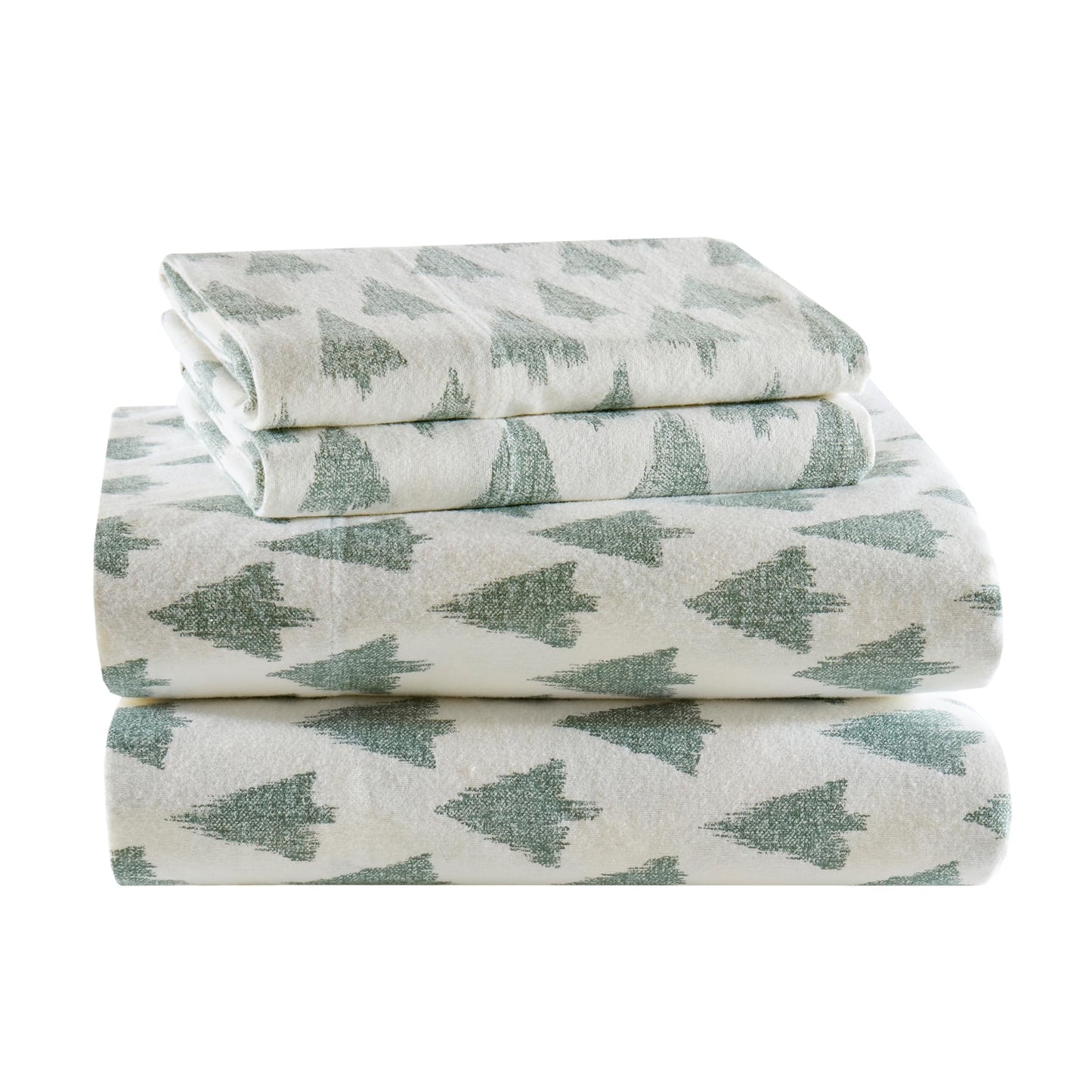 True North by Sleep Philosophy Cotton Sheet Set Cozy Print 100% Cotton Flannel Sheets Bedding Set, Oversized Sheets, Deep Pocket Fits Up to 14" Mattress Queen Bed Sheets Queen Ikat Tree 4 Piece