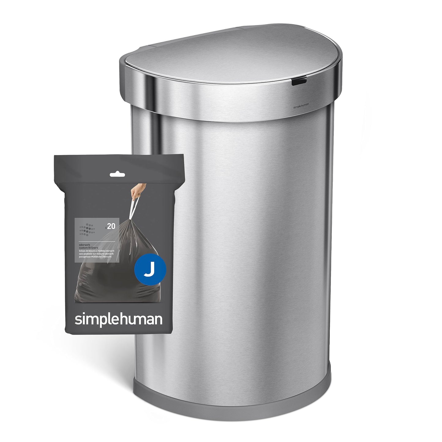 simplehuman Code J 40 Count, Genuine Odorsorb Custom Fit Liners, Drawstring Odor Absorbing Trash Bags in Dispenser Packs, 30-45 Liter / 8-12 Gallon