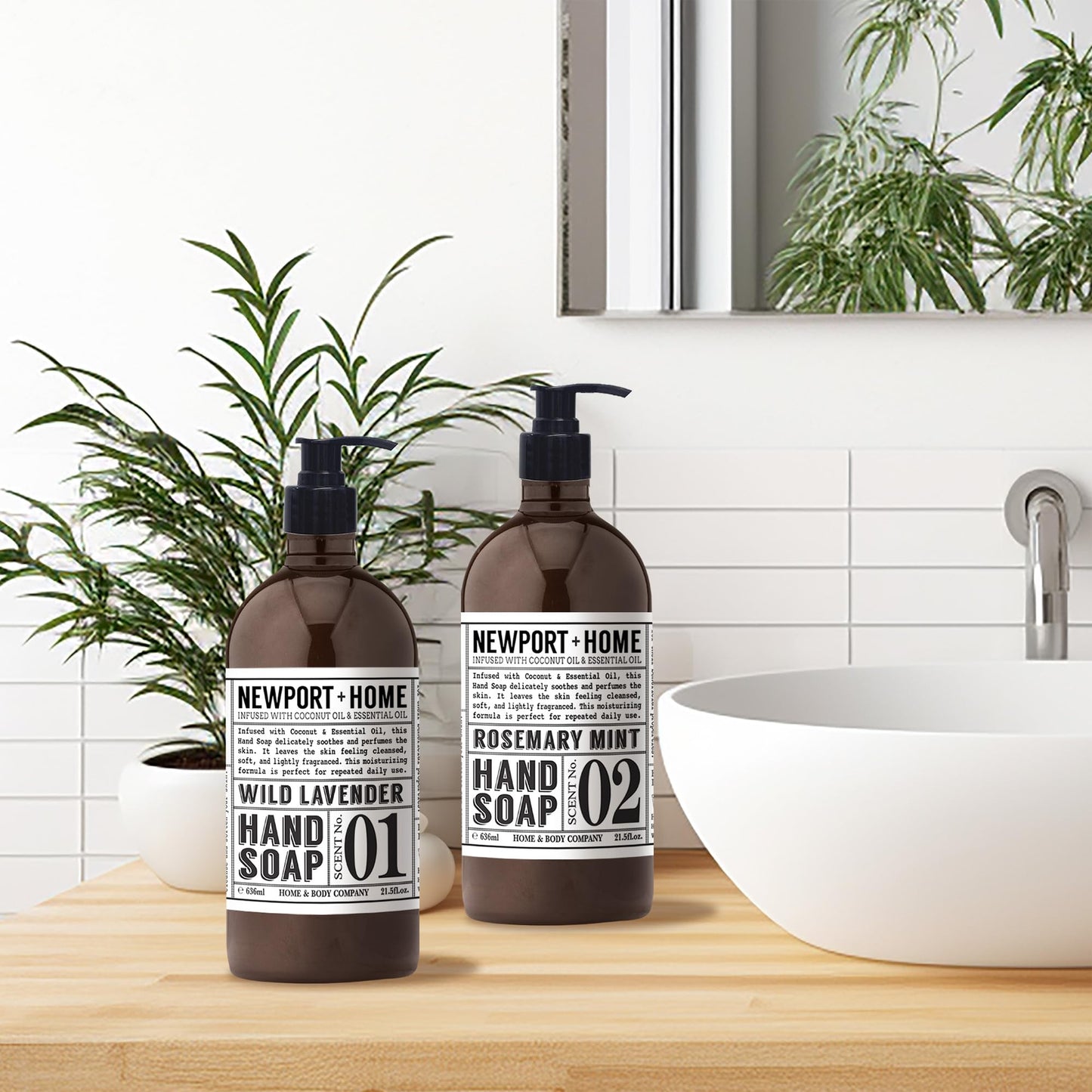 Newport Home Hand Soap, Wild Lavender and Rosemary Mint, 21.5 fl oz, Set of 4, Home and Body Co