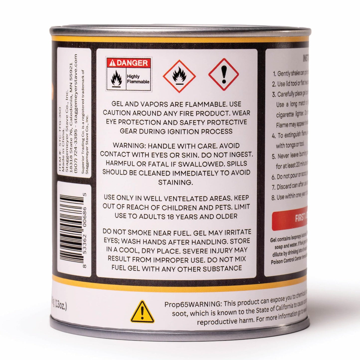 Superior Trading Co. Citronella Gel Fuel Cans, Clean-Burning Bioethanol, Smoke-Free, Fresh Scent 3-Hour Burn, Indoor & Outdoor Safe, 368g, 6 Pack