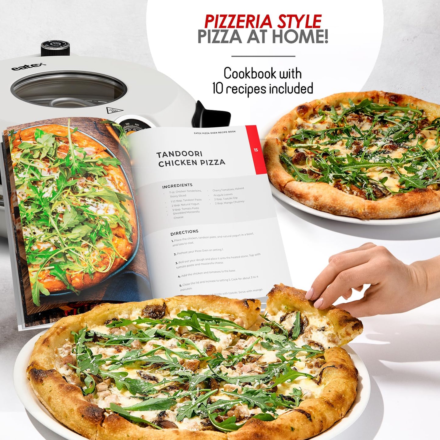 Eatex Electric Pizza Oven Indoor, 12 Inch Countertop Pizza Oven, Portable Stone Pizza Oven, Heats up to 790°F for Crispy Crust, Pizza Maker Machine for Home – Cream