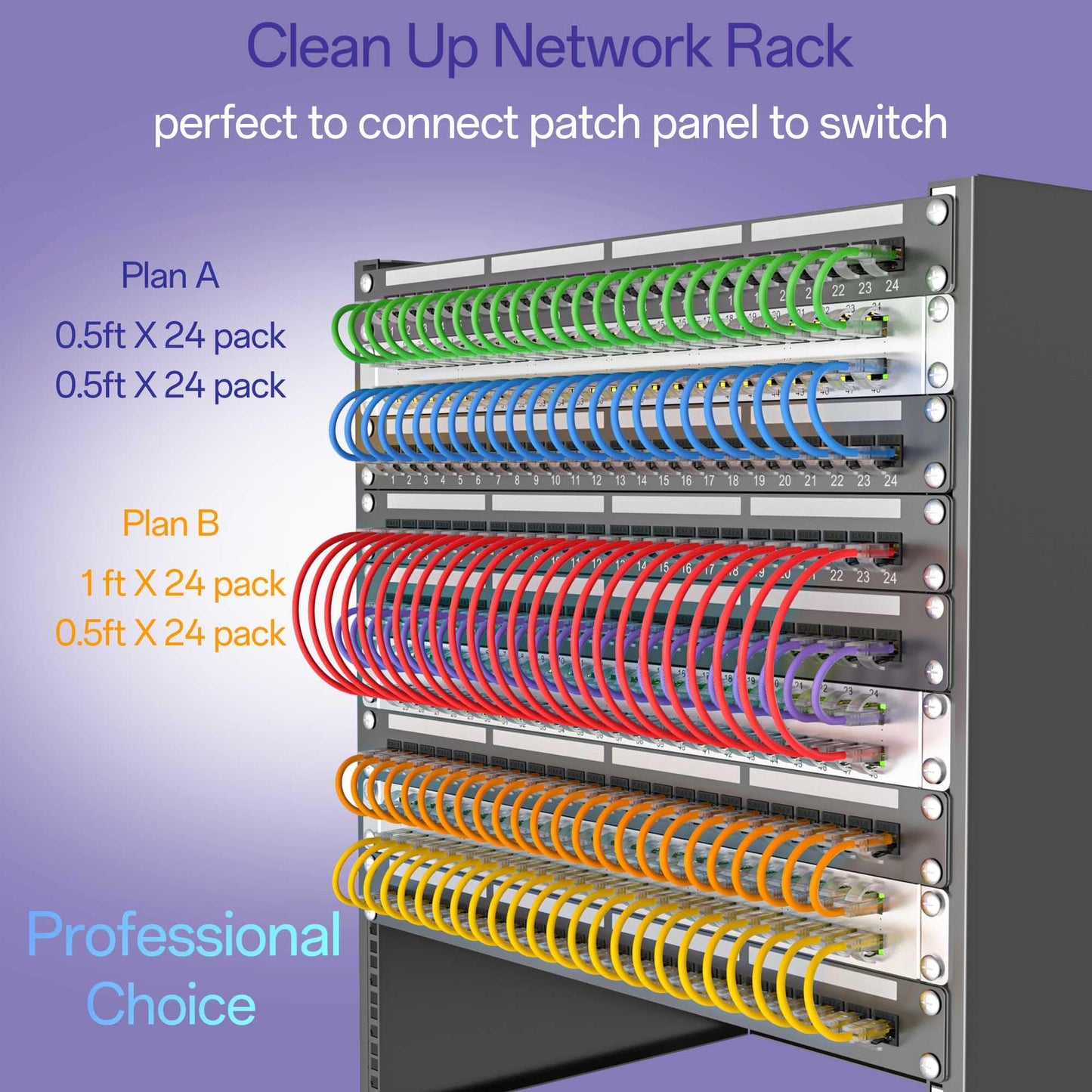Cat 6 Ethernet Cable 6FT (24Pack), Cat6 Ethernet Patch Cable 10Gbps, High-Speed UTP Cat6 Network Cable Pure Copper, Cat 6 Cable for Home and Office Network, Black