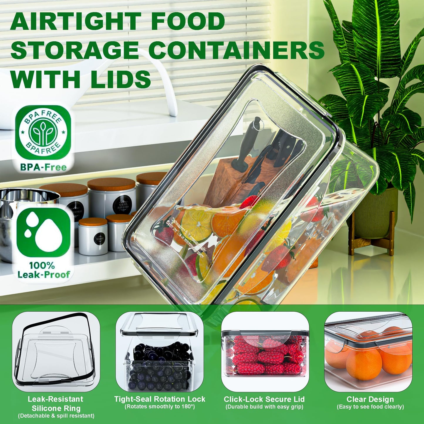 62 Pcs Large Food Storage Containers with Lids Airtight,Total 656OZ(31 Containers &31 Lids), Reusable BPA-Free Plastic Food Container for Kitchen Organization, Leakproof Meal-Prep Containers for Lunch