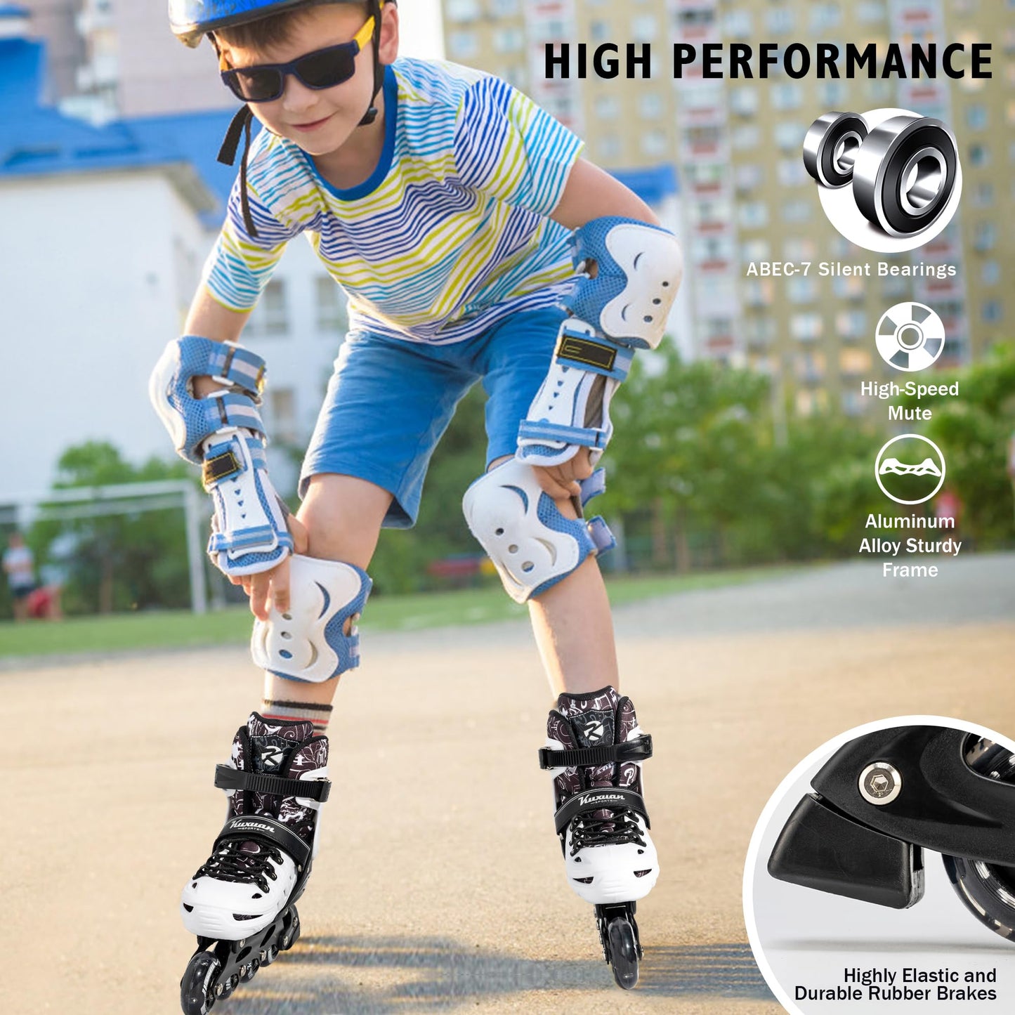 Inline Skates for Kids Adjustable Fun Illuminating Skates Girls Boys Ages 8-12 Patines para Niños Niñas Outdoor