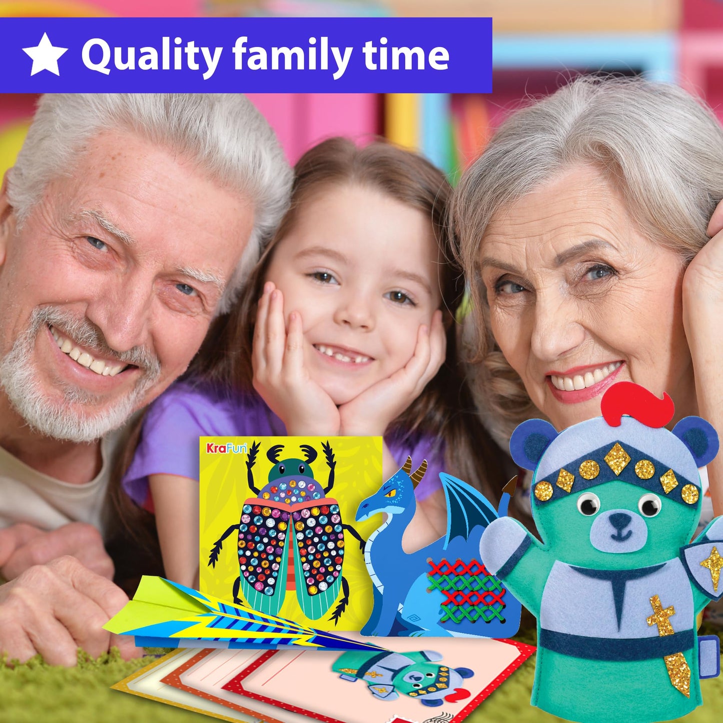 KRAFUN My First Craft Workshop Art and Craft Kit for Kids - 19 Projects in 10 Envelopes, Origami, Puppets, Lacing & Pompoms, Creative Educational Activities Boys Girls Toddlers Ages 3 4 5+