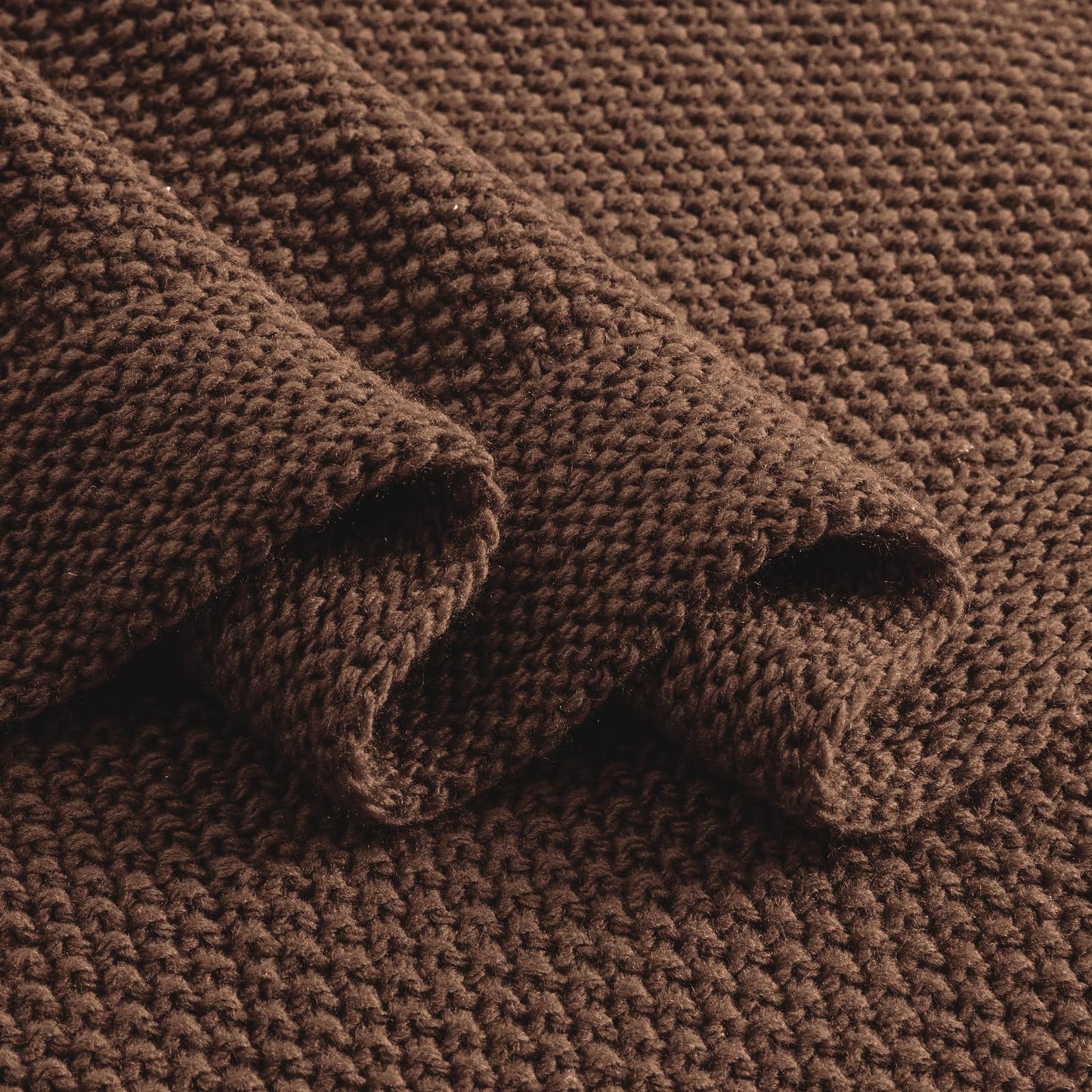 CozeCube Brown Throw Blanket for Couch, Soft Cozy Cable Knit Throw for Bed Sofa Living Room, Lightweight Warm Decorative Farmhouse Christmas Blanket, 60"x80", Dark Brown