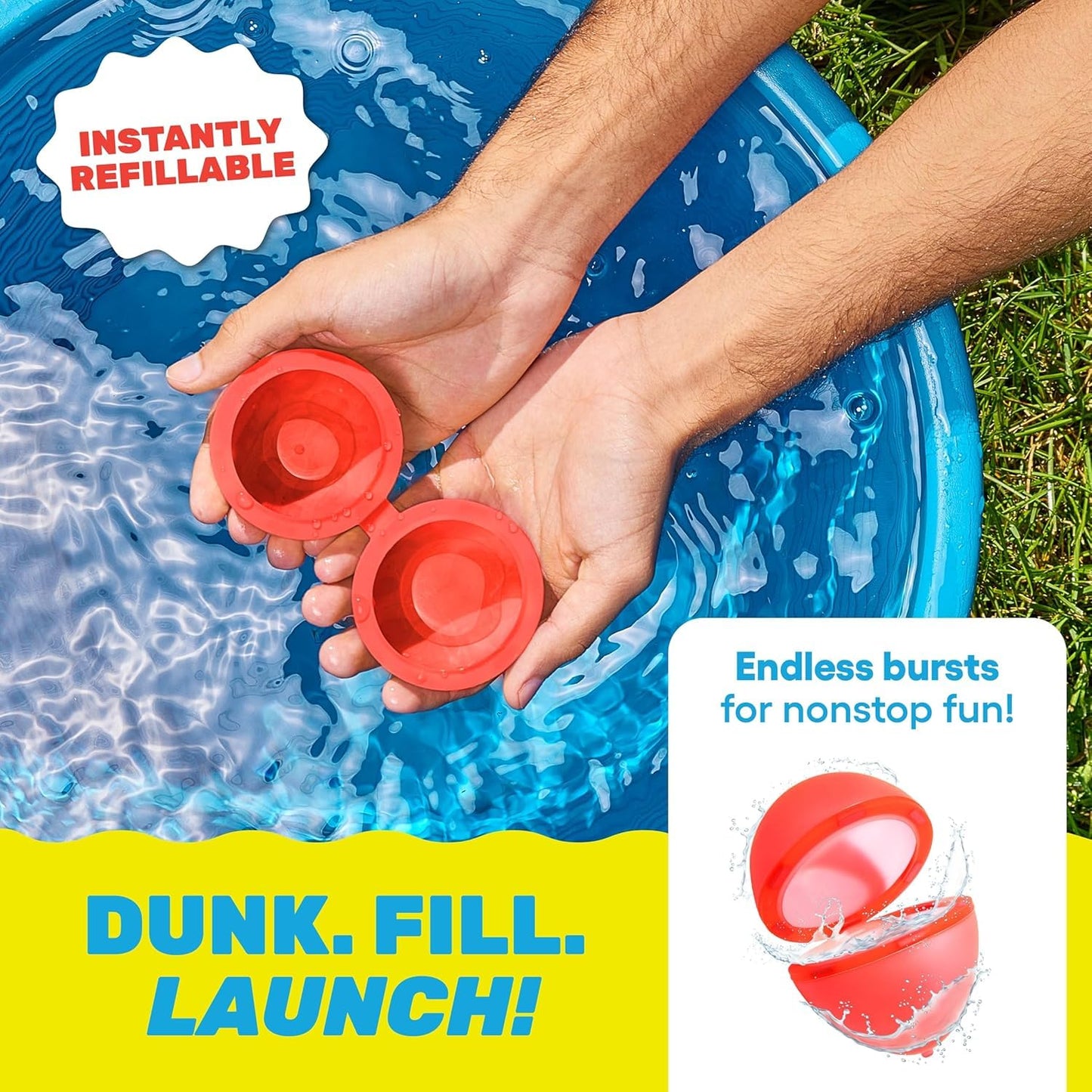 Hydroburst 6-pack Reusable Water Balloons by Relatable, For The Pool, Beach Toys And Outdoor Play Toys, Includes 6 Refillable Balloons