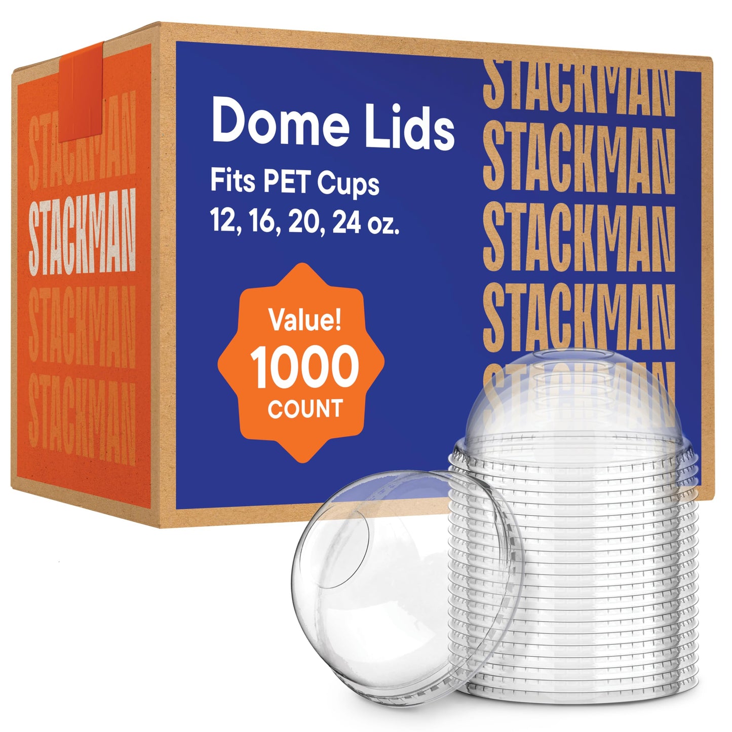 Clear PET Plastic Dome Lids With Straw Slot [1000-Pack] Disposable Lids with 1 Inch Straw Hole. Fits 12, 16, 20, 24 oz. Clear Plastic Cups - Great Use for Ice Cream, Slush, Smoothie, Razzle & Slurpee