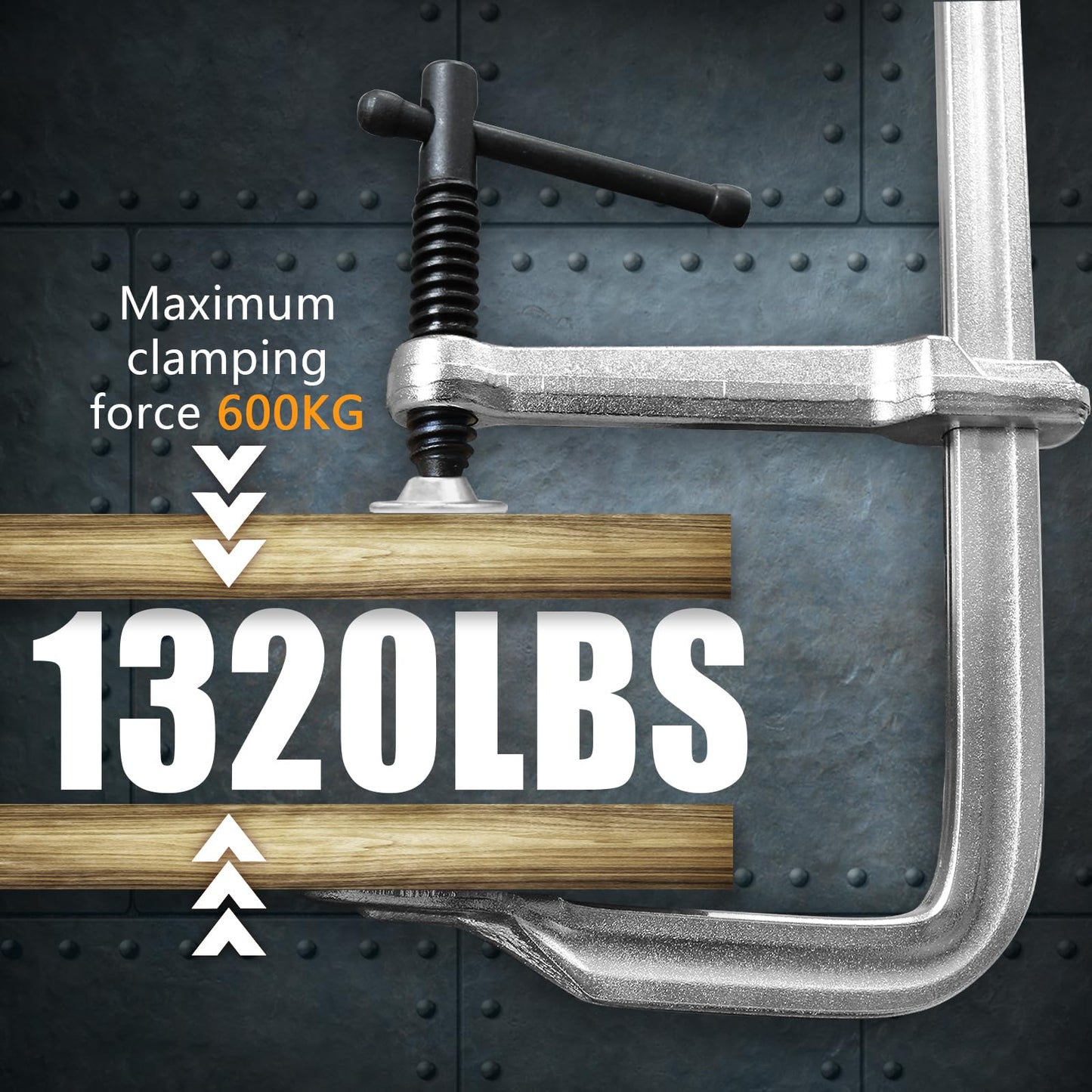 4-Pack 12-Inch Heavy-Duty F-Clamps for Welding, Woodworking & Metalworking – 1320 lbs Load Capacity, 4-3/4 Inch Throat Depth, All-Steel Construction
