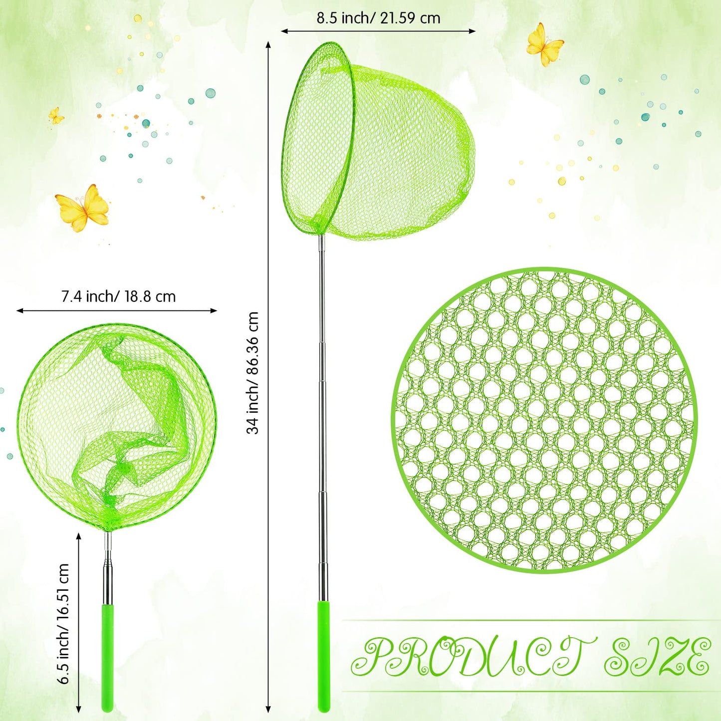 Sosation 24 Pcs Kids Telescopic Butterfly Fishing Nets Colorful Bug Catching Nets Outdoor Tools for Catching Butterfly Insects Bug Fish Ladybird, Extendable from 6.5 Inch to 34 Inch (Bright Color)
