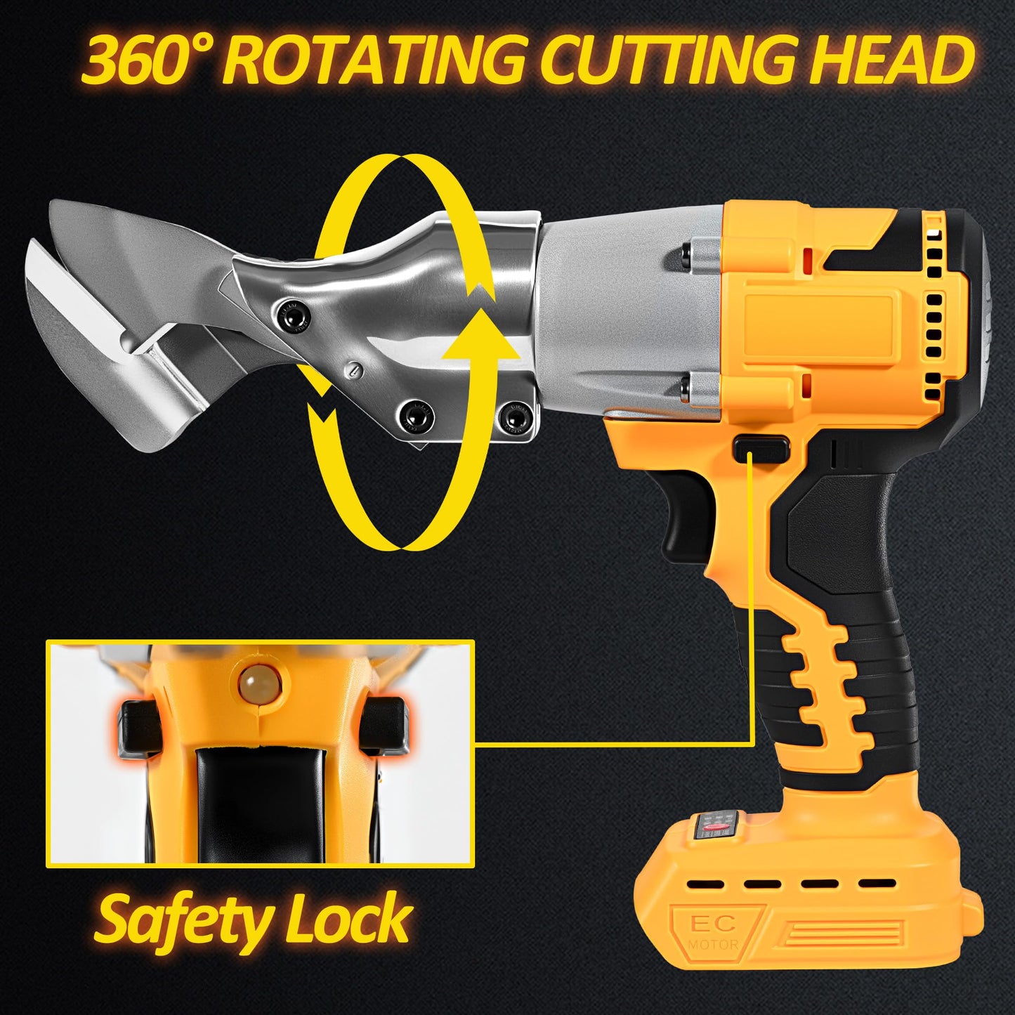 Sheet Metal Cutter, Cordless Metal Shears, Electric Metal Cutting Shears Compatible with Dewalt 20V Max Battery, Power Metal Cutter, Electric Scissors