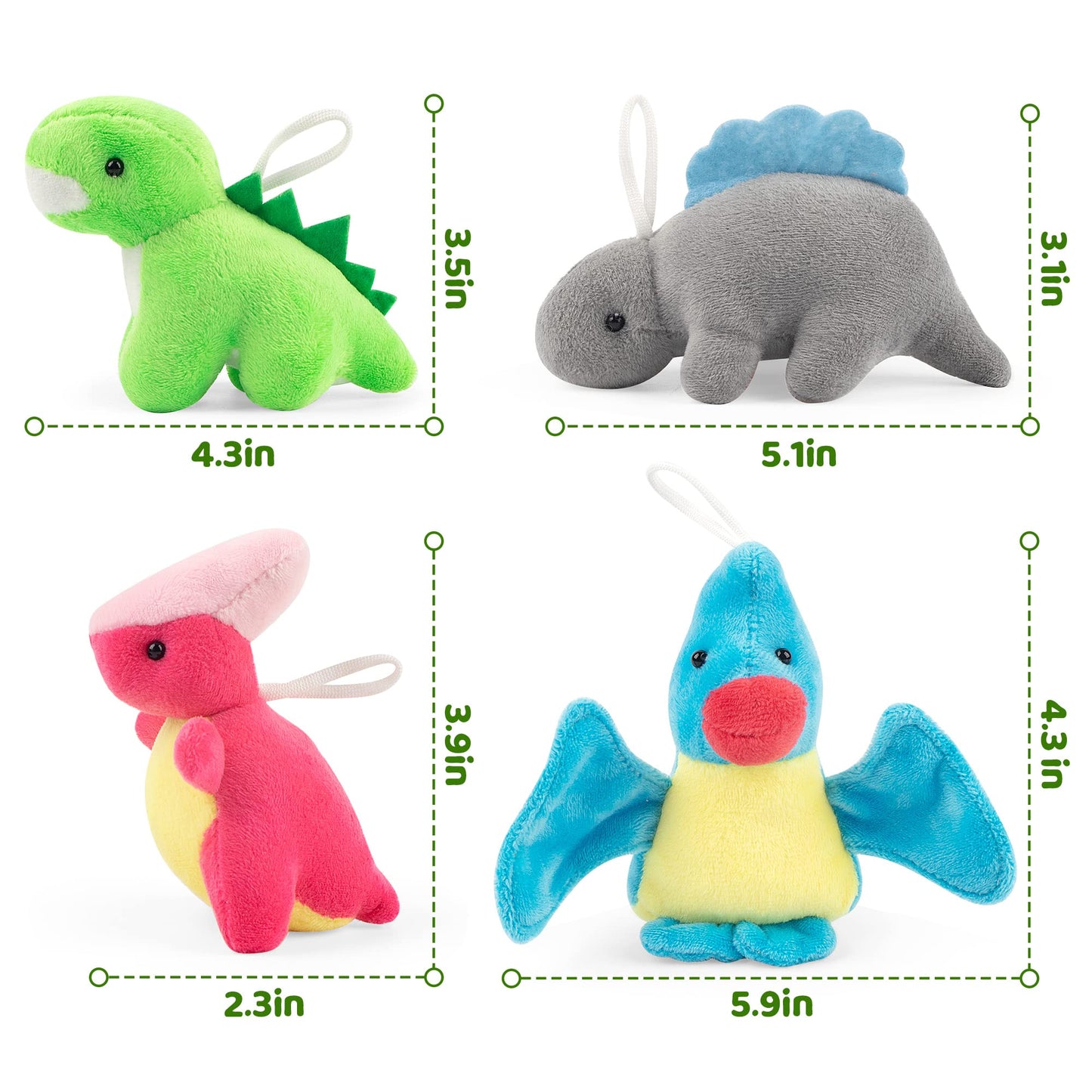 Mocoosy Small Dinosaur Plush Stuffed Animal Set, 12 Pack Mini Soft Dino Figures Bulk for Kids Dinosaur Party Favors, Plushies Kit Goodie Bag Fillers, Toddler Boys Girls Birthday Gifts Carnival Prizes