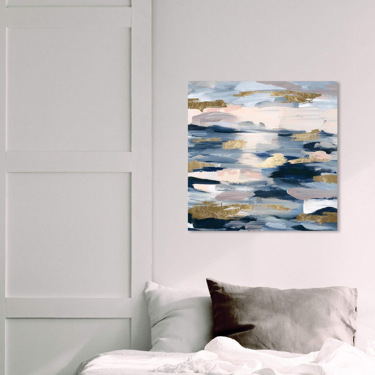 Smoke on the Water by Oliver Gal | Contemporary Premium Canvas Art Print. The Abstract Wall Art Decor Collection. 20x20 inch, Blue