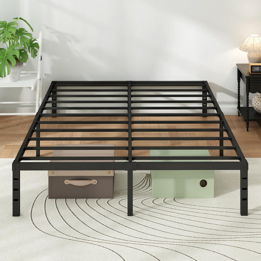 Chroark Metal Platform Bed Frame King Size, 14 Inch Height with Heavy Duty Steel Support, No Box Spring Needed, Easy Assembly and Underbed Storage,Black