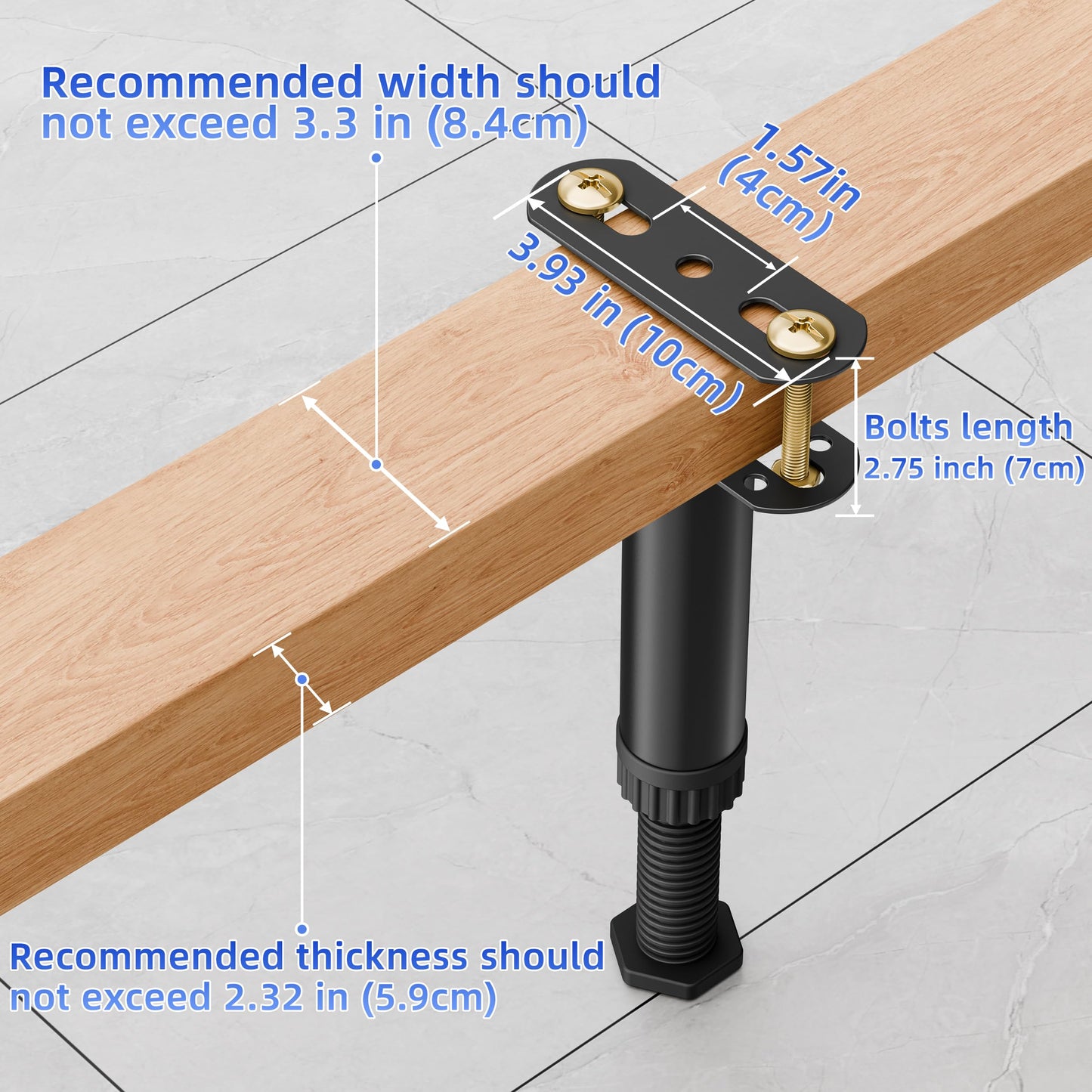 Wlrrcwdttc 6 Pcs Adjustable Height Bed Support Legs 7.08-12.5 inch with Locking Ring, Bed Frame Center Support Legs for Bed Frame/Bed Center Slat/Furniture, Bed Legs Replacement Bed Slats Support Legs