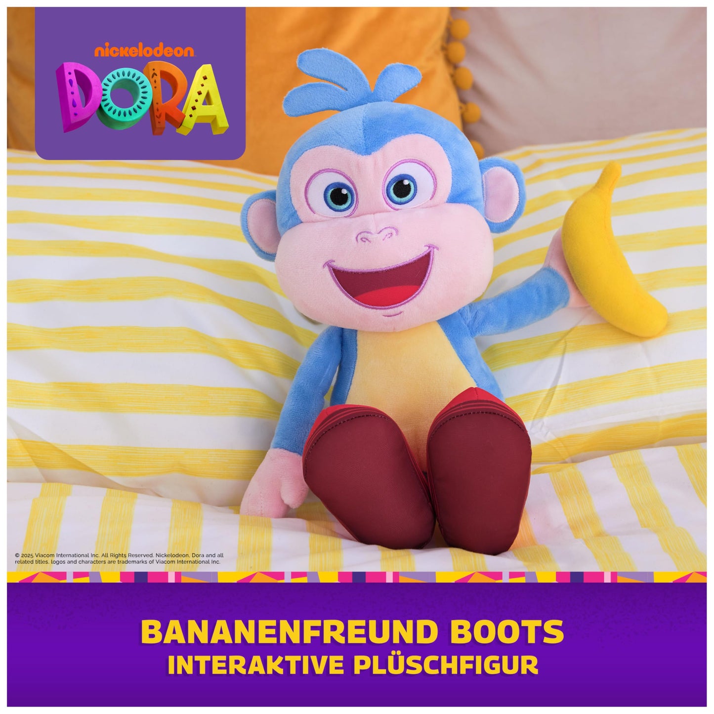 Dora Bananenfreund Boots - Approx. 30 cm Tall Interactive Plush Toy from The Popular TV Series with 2 Songs and 9 Phrases, for Imaginative Play, for Children Aged 3 and Over