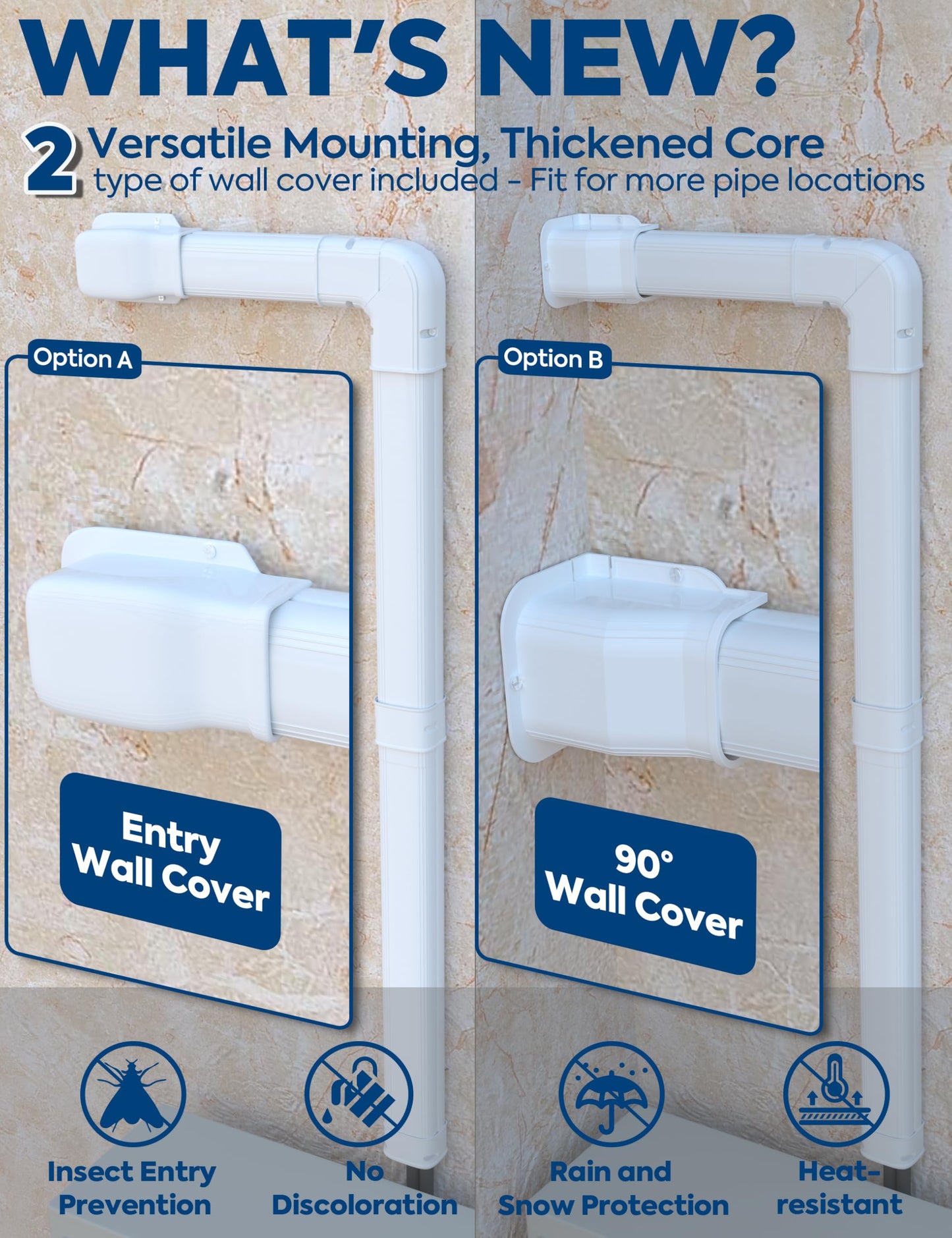 Nouscan Mini Split Line Set Cover: 3" 17Ft Line Set Cover Kit for Minisplit with Flexible Duct, Decorative Lineset Hide Cover Kit for Air Conditioner, HVAC, Heat Pumps, Central AC Pipe, White