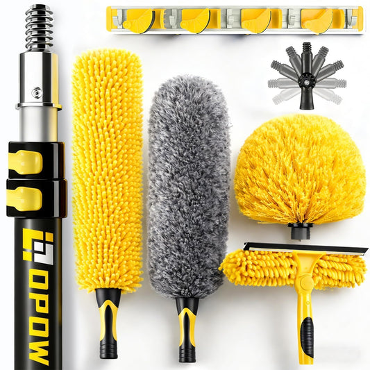 20 Foot High Ceiling Duster Kits with 5-12ft Heavy Duty Extension Pole, High Reach Duster for Cleaning,Microfiber Feather Duster,Cobweb Duster,Ceiling Fan Duster,Window Squeegee & Cleaner