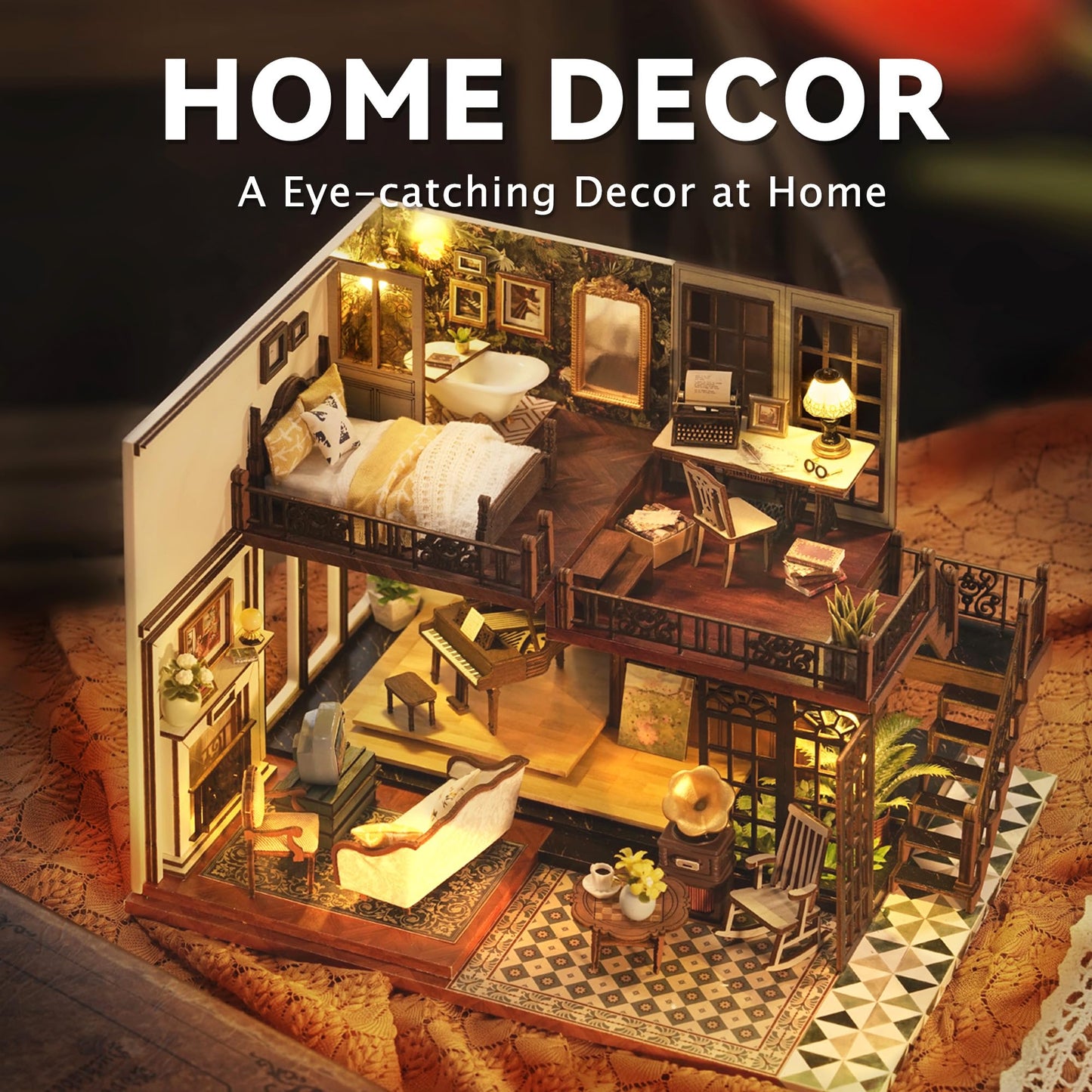 Flever Dollhouse Miniature DIY House Kit Creative Room with Furniture for Romantic Artwork Gift (Time Impression)
