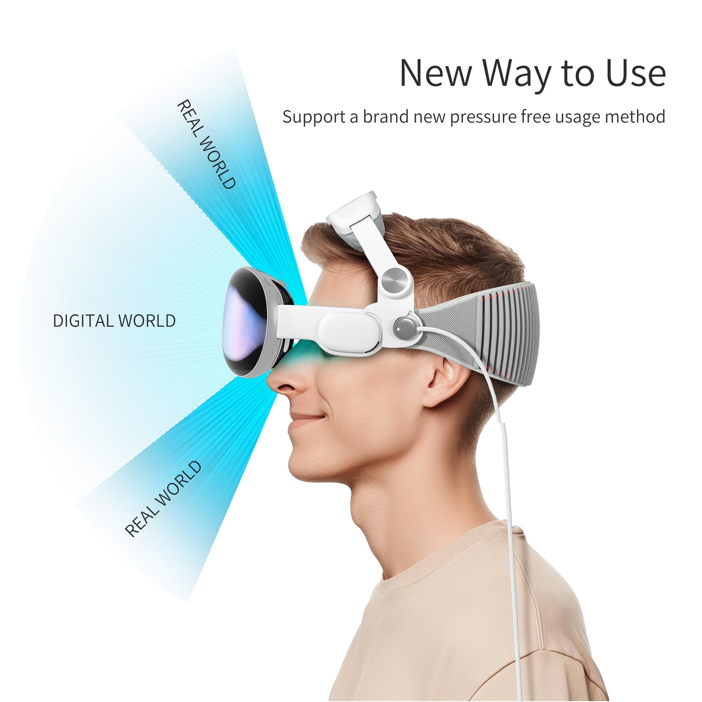 iofeiwak Head Strap Compatible with Apple Vision Pro - Adjustable Confort Head Strap with Soft Sponge Pads