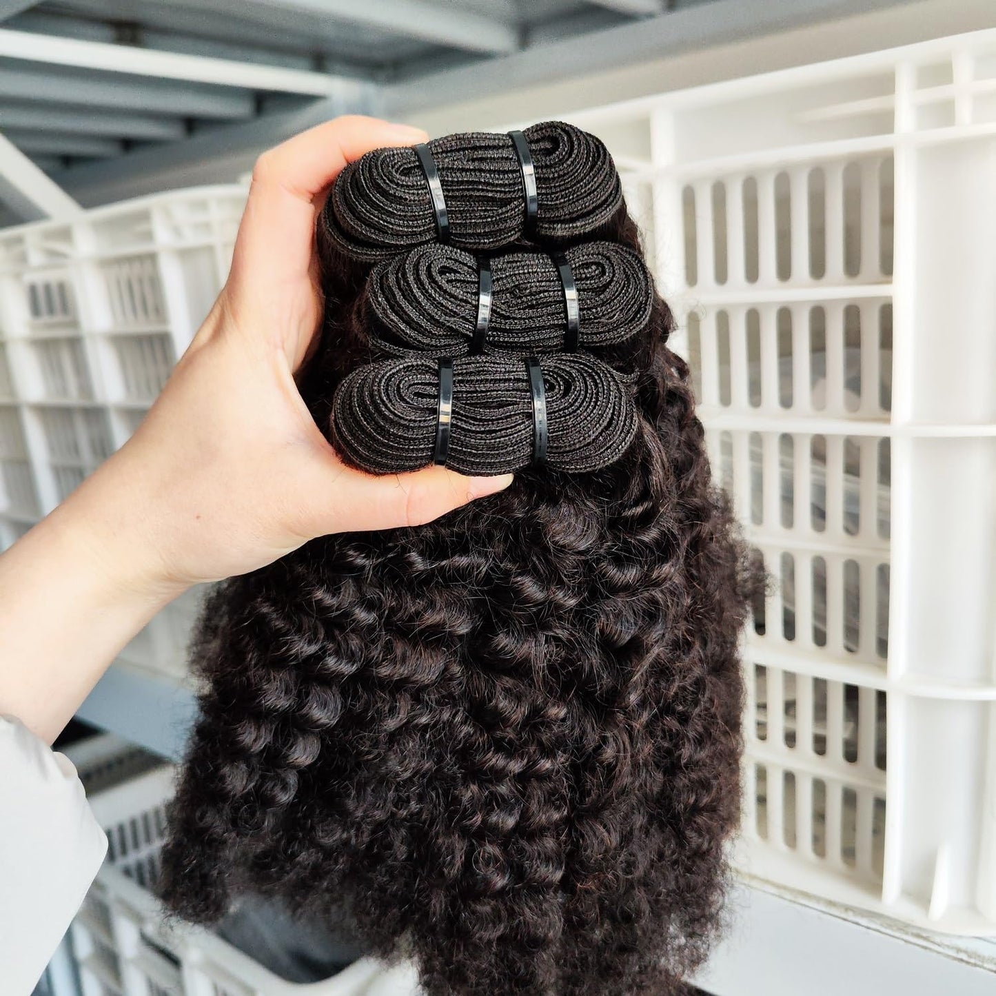 Mongolian Afro Kinky Curly Human Hair 3 Bundles (18 18 18 Inch) Afro Curly Weave Hair Extensions for Black Women Unprocessed Virgin Hair Afro Kinky Human Hair Bundles Natural Color