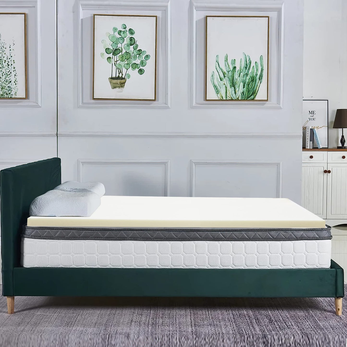 Zayton, 1-Inch High Density Medium Firm Foam Mattress Topper, CertiPUR-US Certified for Superior Comfort and Support, King, Green