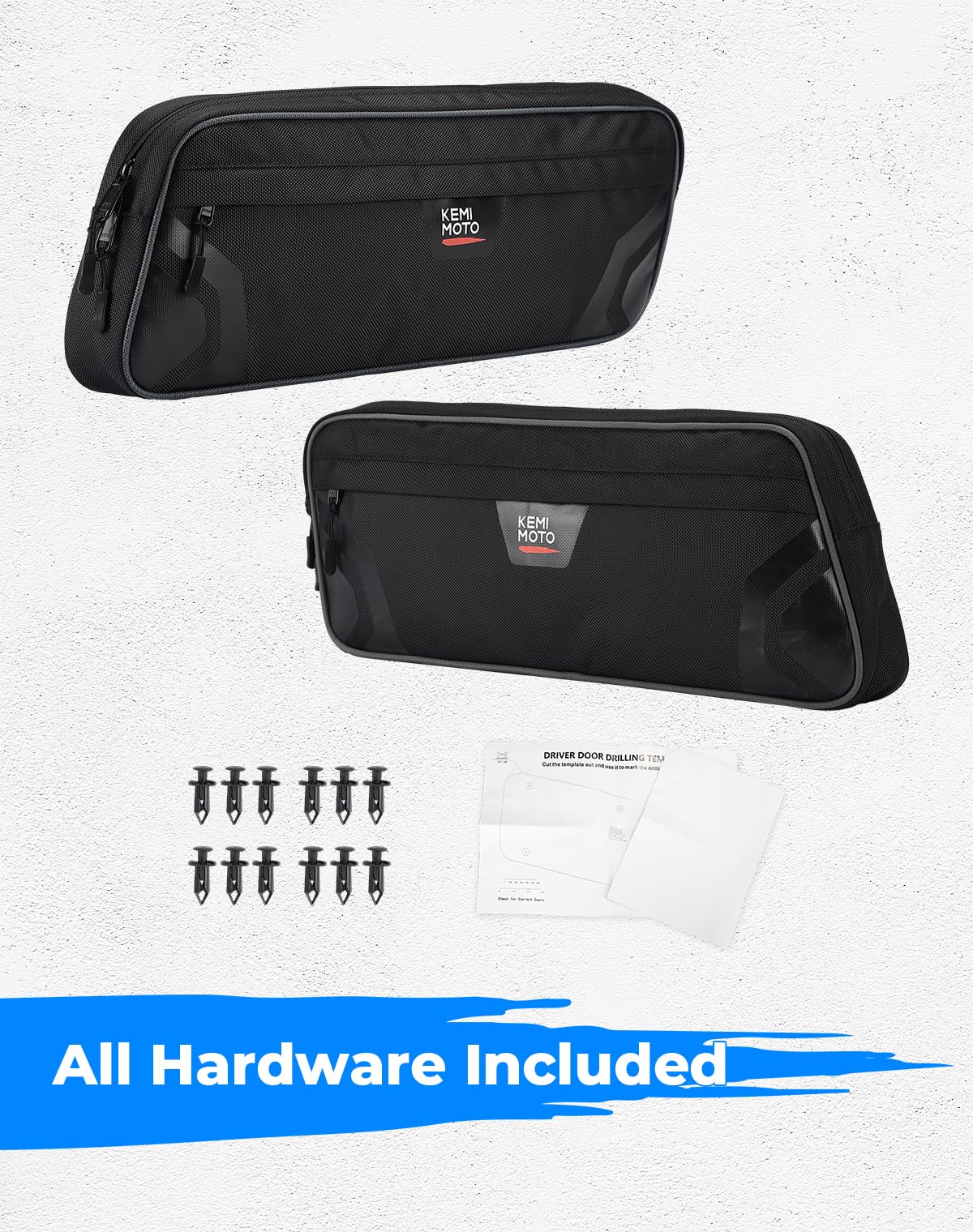 KEMIMOTO 2PCS Side Door Bags Compatible with Pioneer 1000 3P/5P/6P, 1680D Water Resistant Zipper, Scratch Resistant UTV Door Bags w/Protective Knee Pads(5-Seaters Can Only Install Front Doors)