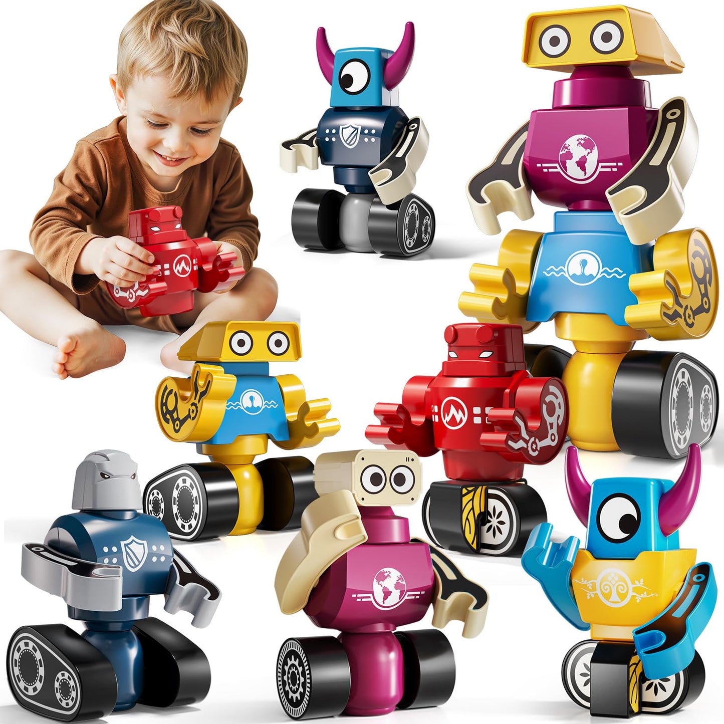 Magnets Robot Building Toys - 36 PCS Monsters Stacking Blocks Set with Box