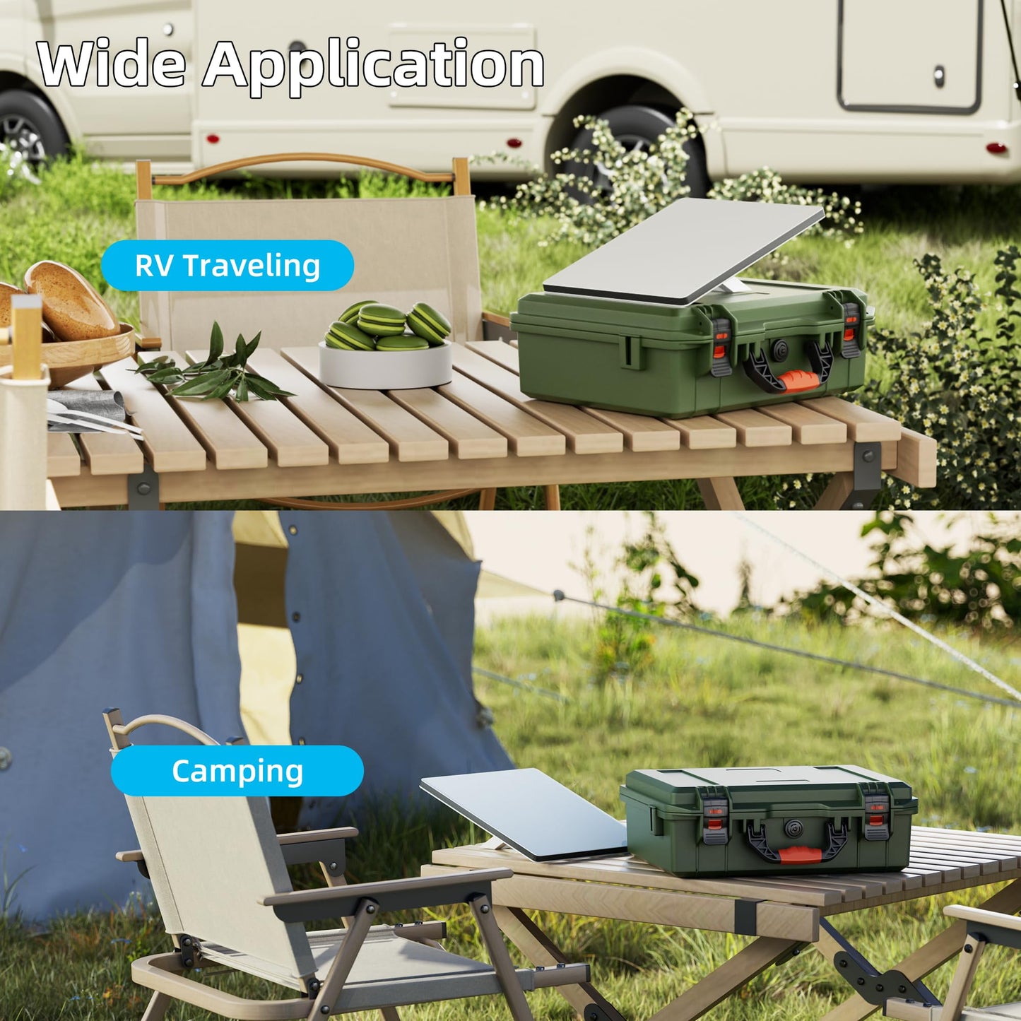 EAZUSE Starlink Mini Case, Hard Waterproof Travel Case for Mini Starlink with Molded Foam for Mini Accessories, Lockable Storage Bag Green