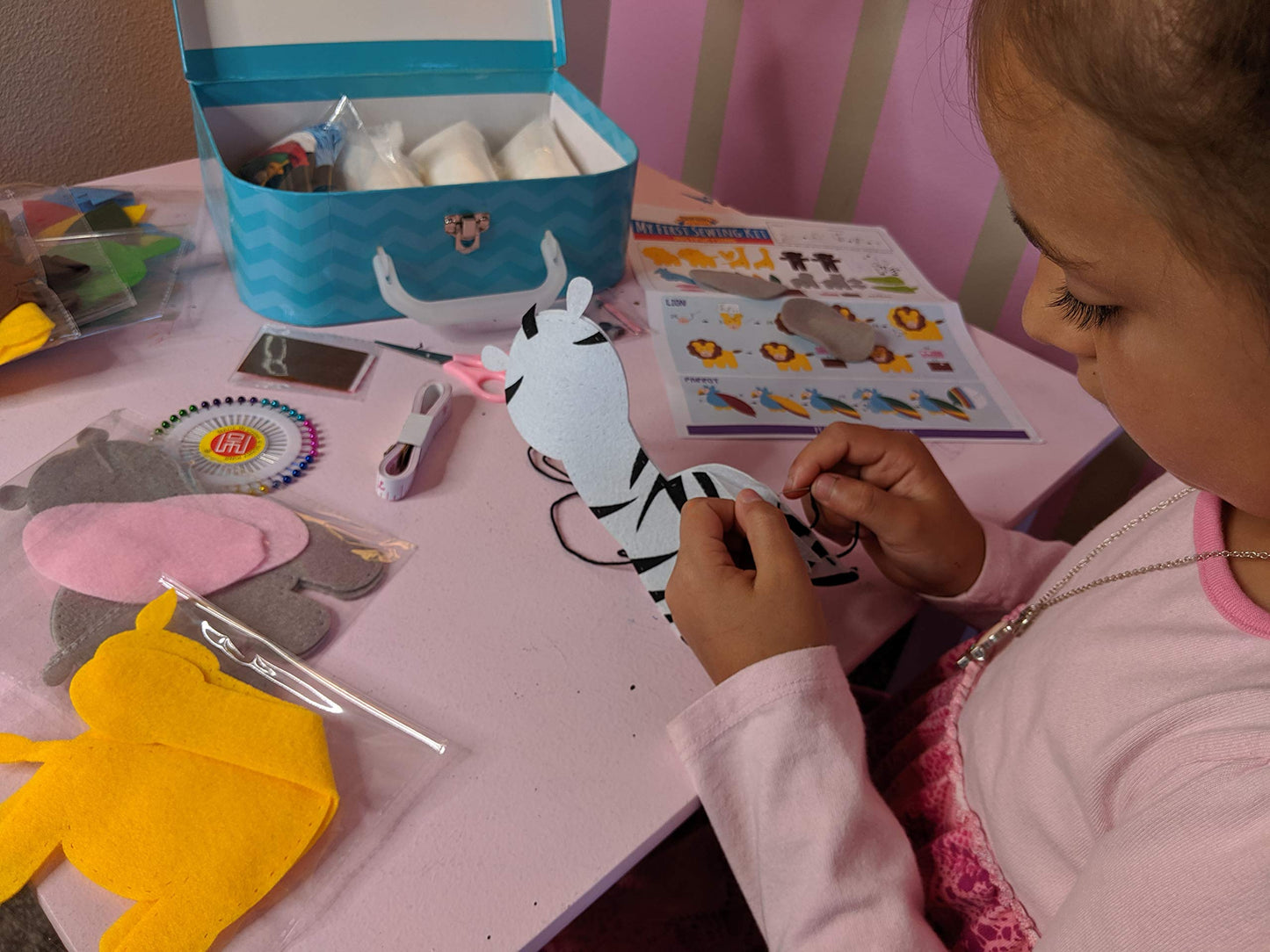 Peachy Keen Crafts My First Sewing Kit | Starter Sew Set for Kids DIY Stitching with Travel Case | Perfect Craft for Beginner
