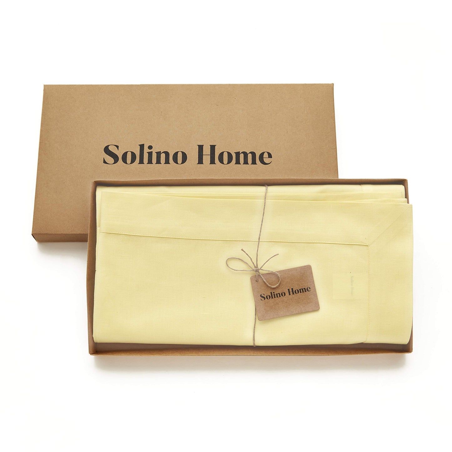 Solino Home Yellow Tablecloth 60 x 84 Inch - Dru Cotton Linen Table Cloth for Rectangle Tables - Machine Washable Tablecloth for Summer