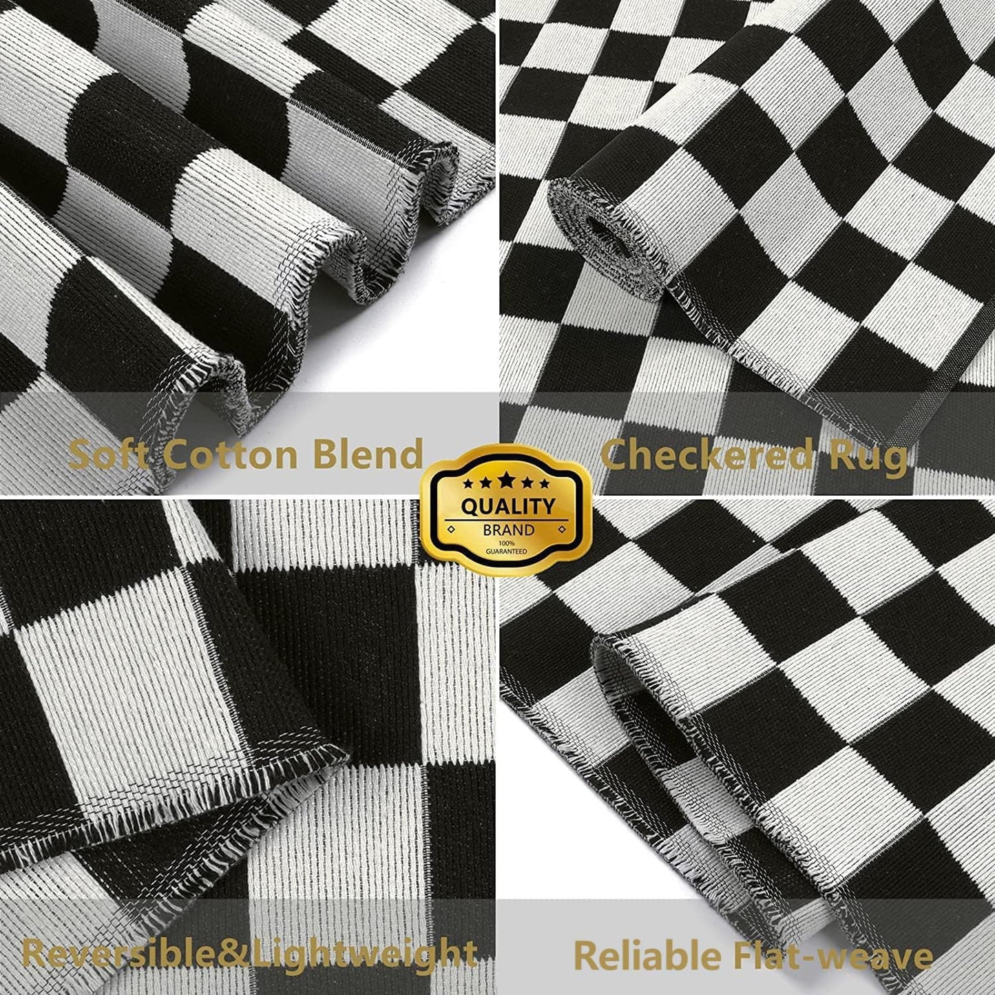 Seavish Checkered Rug, 5x8 Ft Black and White Rug, Retro Moroccan Checkerboard Rugs, Lightweight Outdoor Washable Area Rug, Rustic Floor Carpet Decor for Living Room Bedroom Dining Room Patio