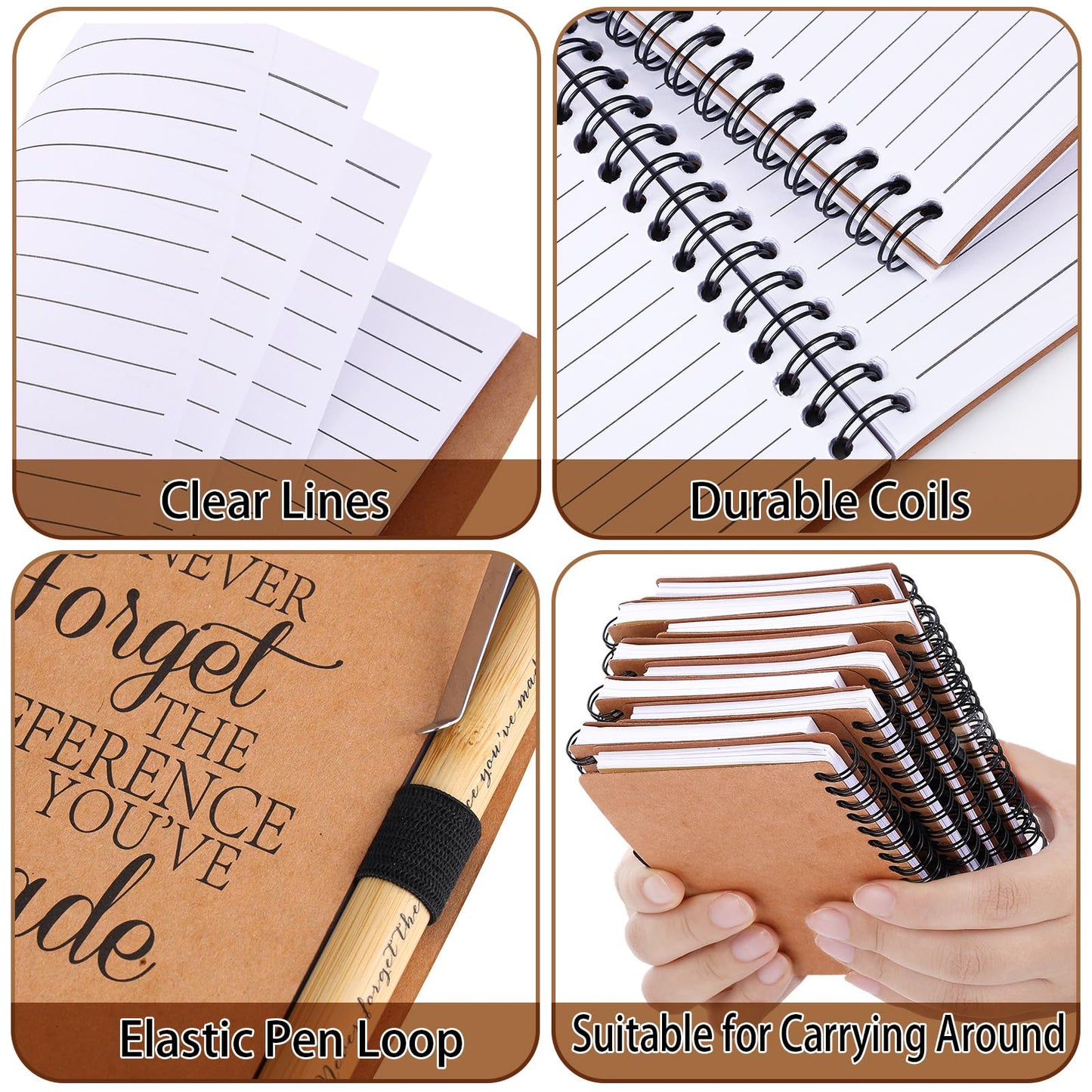 80 Pcs Back to School Appreciation Gifts Teacher Employee Appreciation Gifts Inspirational Spiral Notebooks Bulk Motivational Journals Thank You Bamboo Ballpoint Pens for Nurse Coworker (NEVER FORGET)
