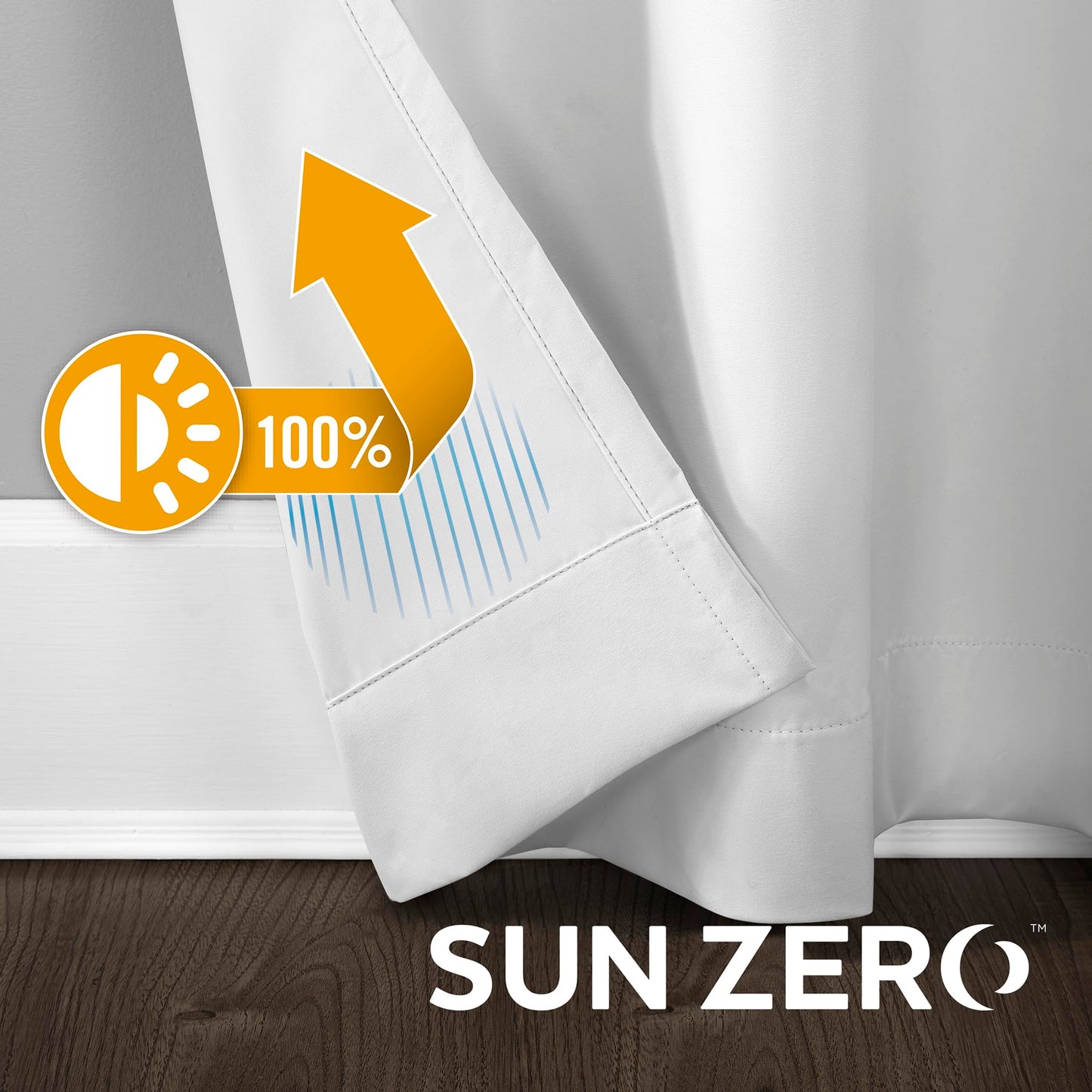 Sun Zero Columbia 2-Pack Thermal Energy Saving 100% Blackout Grommet Curtain Panel Pair, 50" x 84", Dove White